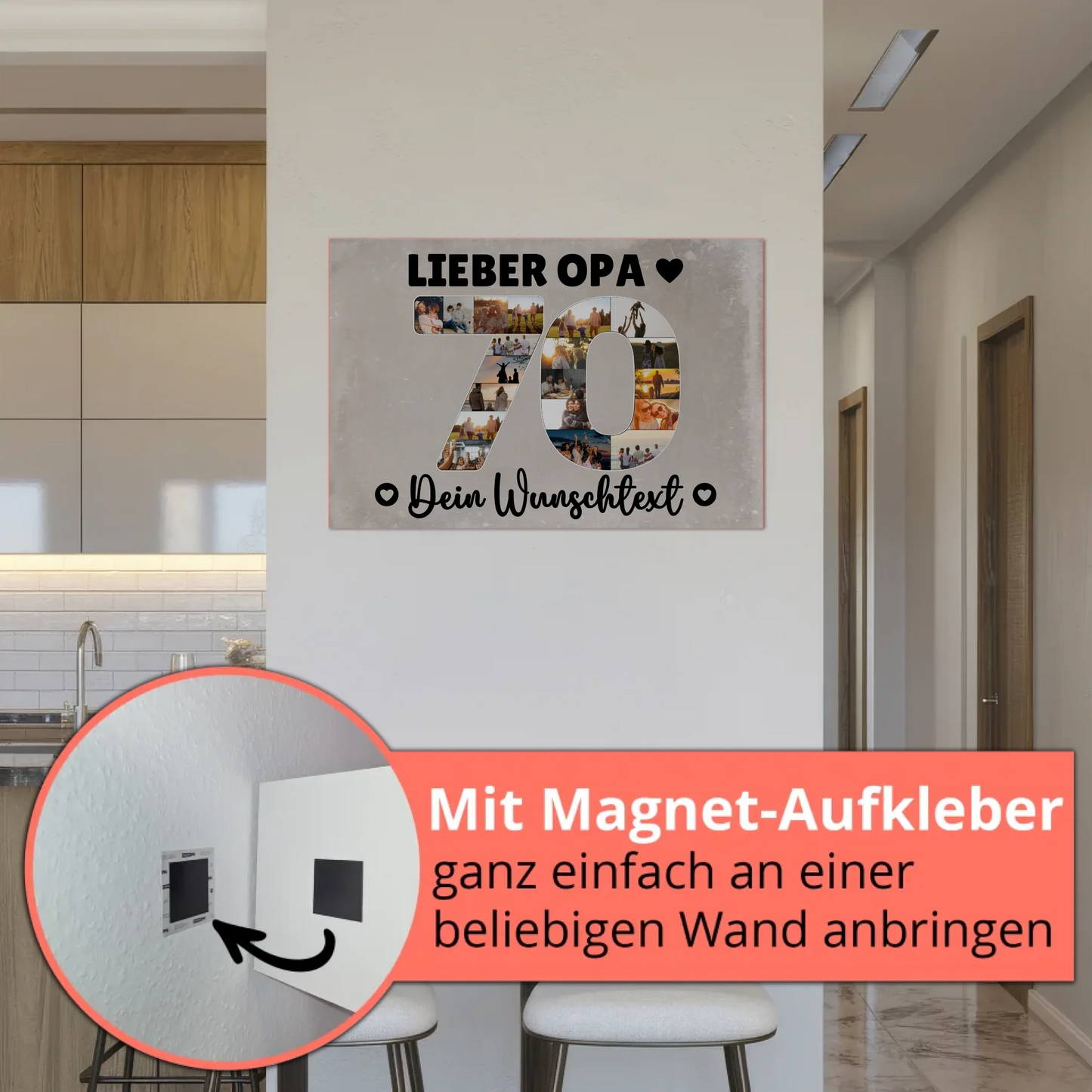 Magnet Wandbild mit Unterschriften 70 Geburtstag Opa