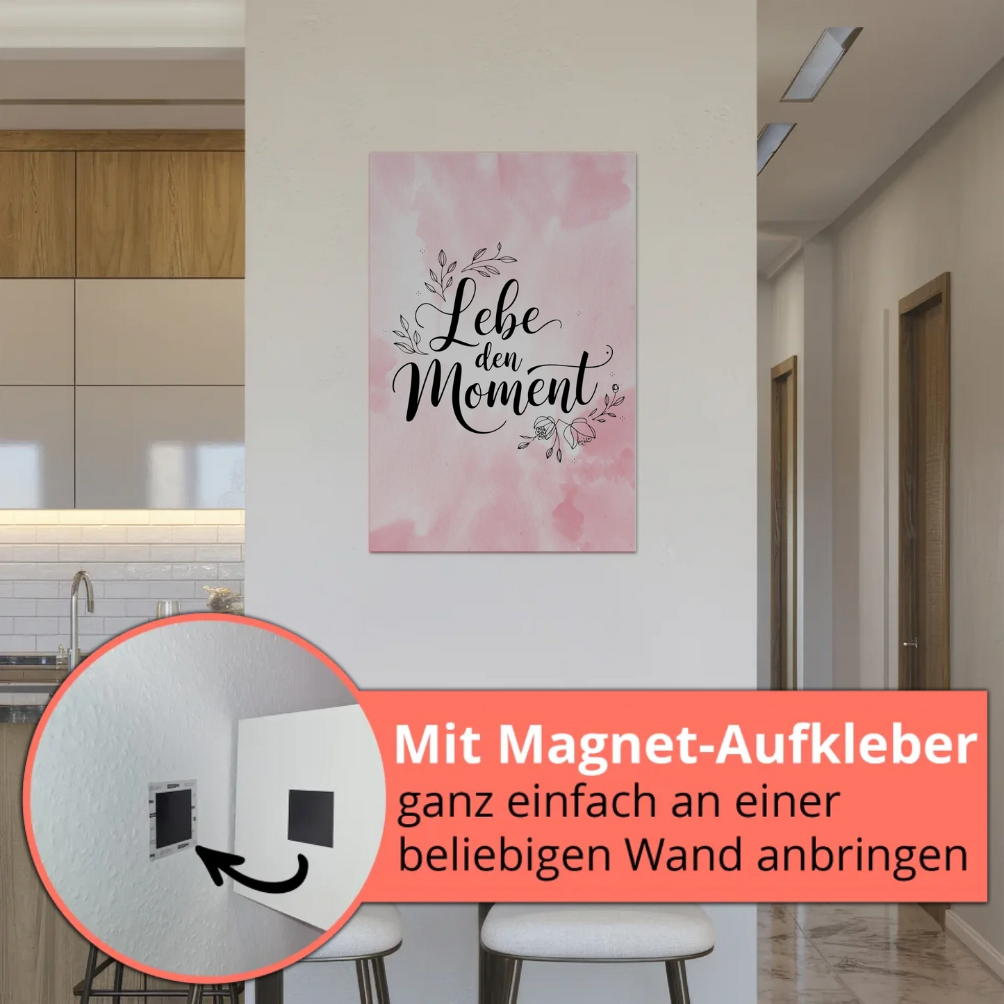 Spruch Fotoboard Magnet Wandbild Lebe den Moment Geschenk