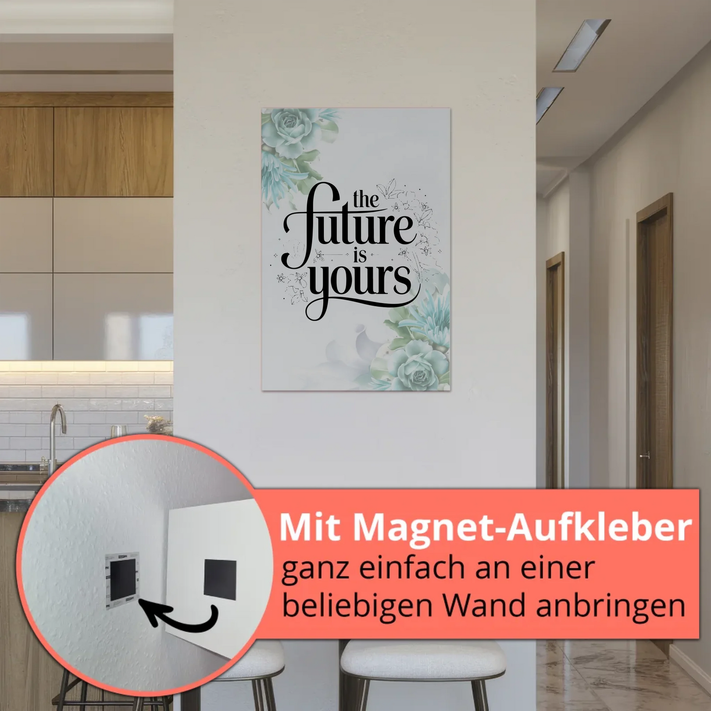 Spruch Fotoboard Magnet Wandbild The Future is Yours