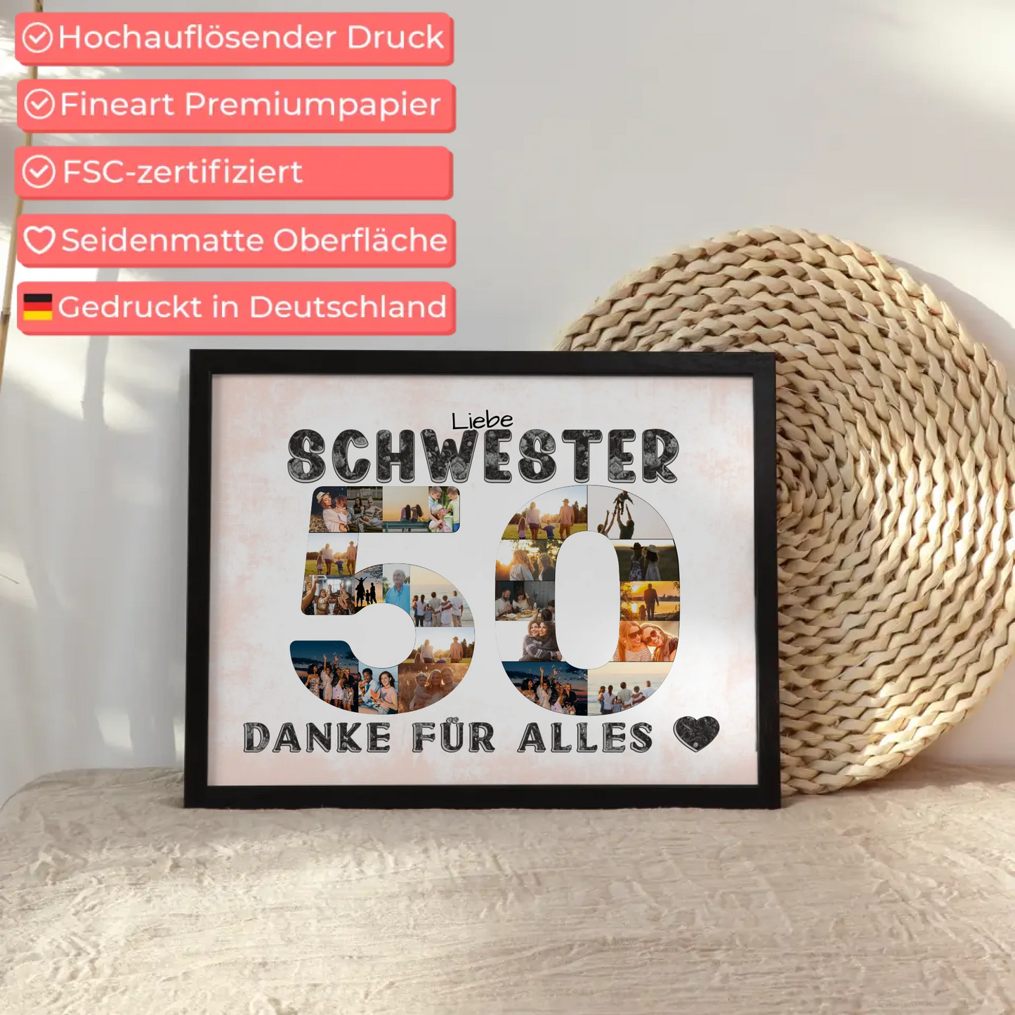 50 Geburtstag Schwester Geschenk Personalisiertes Poster