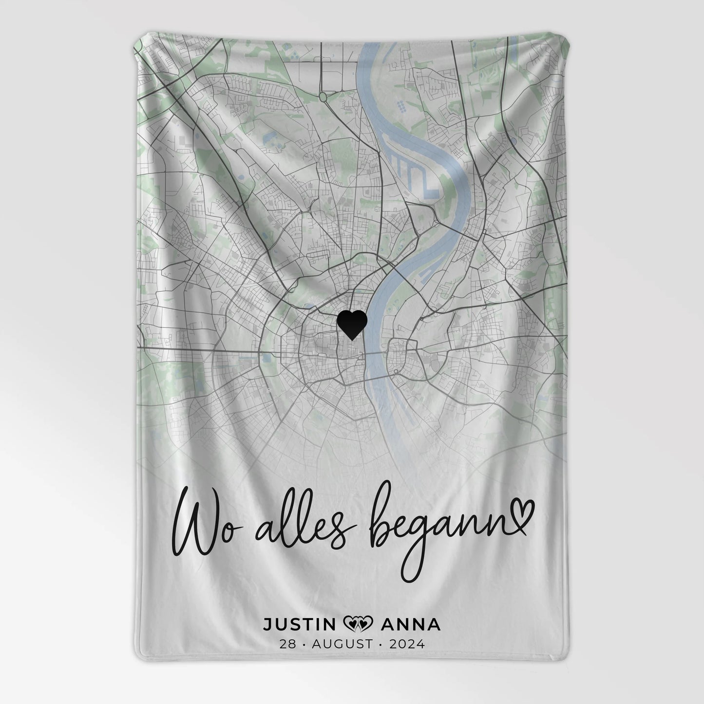 Personalisierte Stadtkarten Decke für Paare Wo Alles Begann