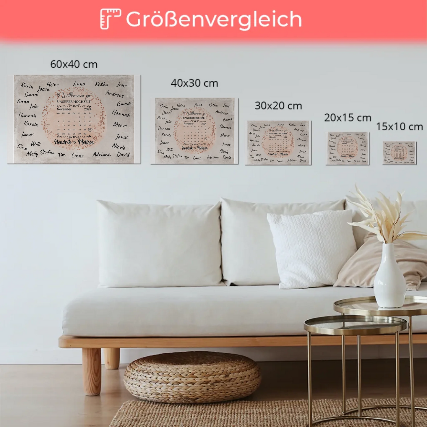 Hochzeit Willkommensschild für Unterschriften Farbklecks Rose