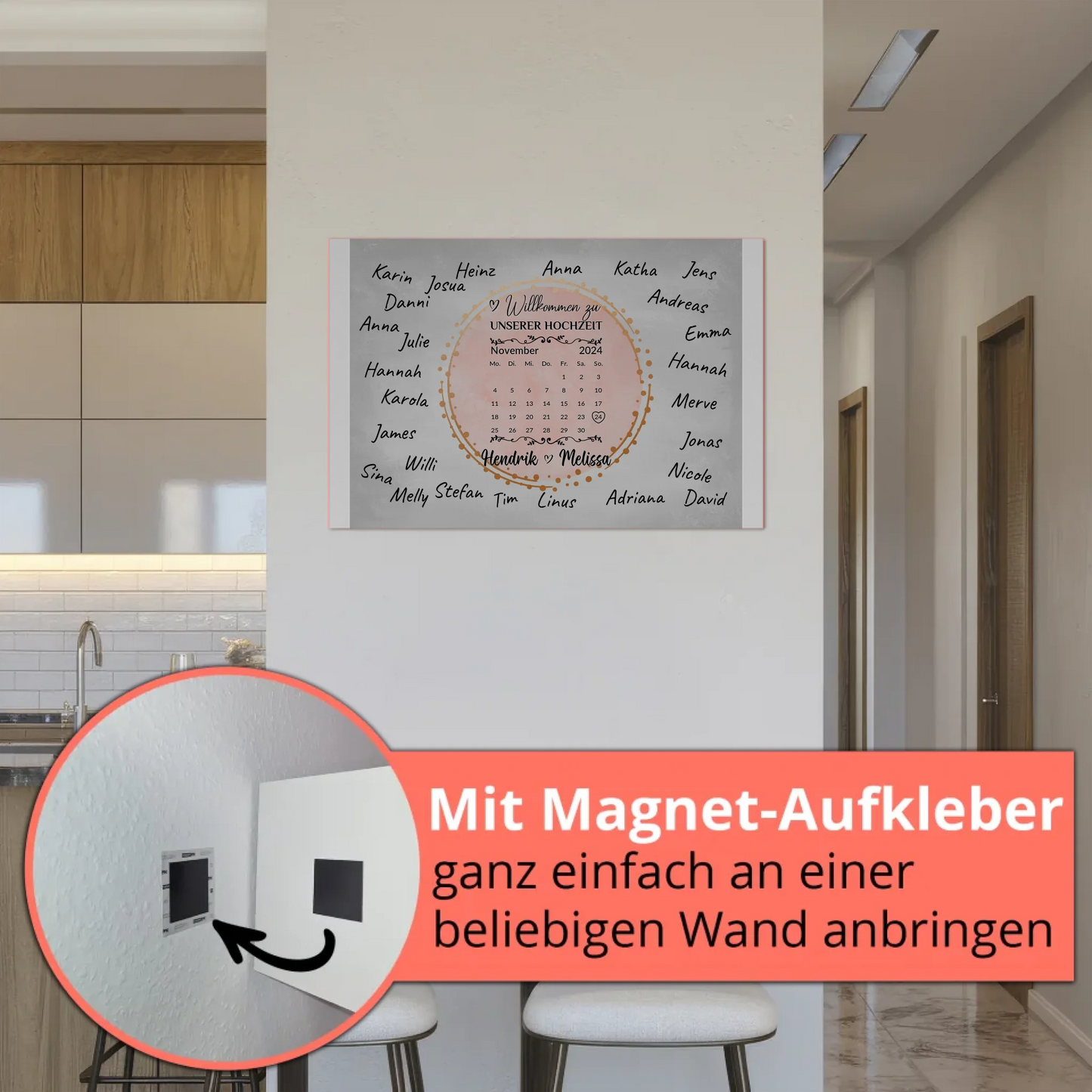 Hochzeit Willkommensschild für eigene Unterschriften