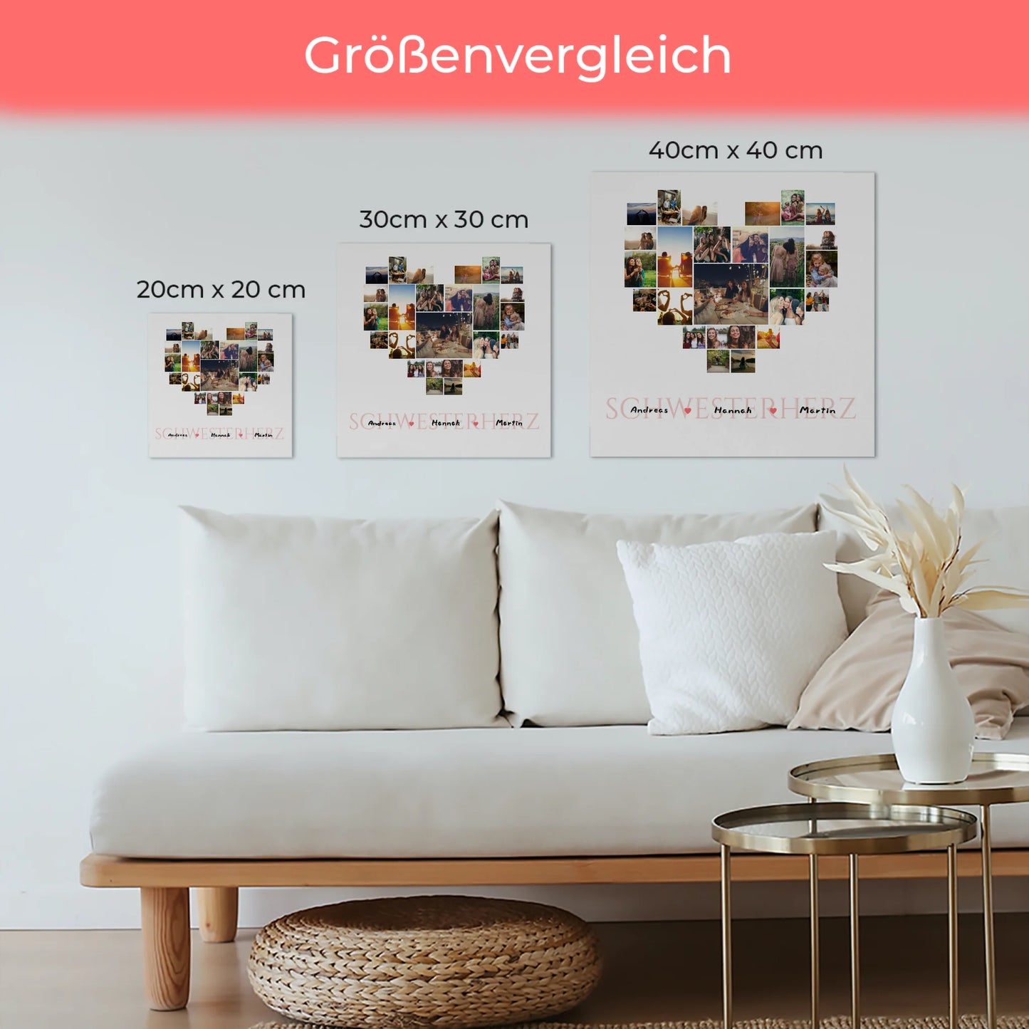 Magnetisches Wandbild für Schwester Zum Geburtstag 24 Fotos & Namen