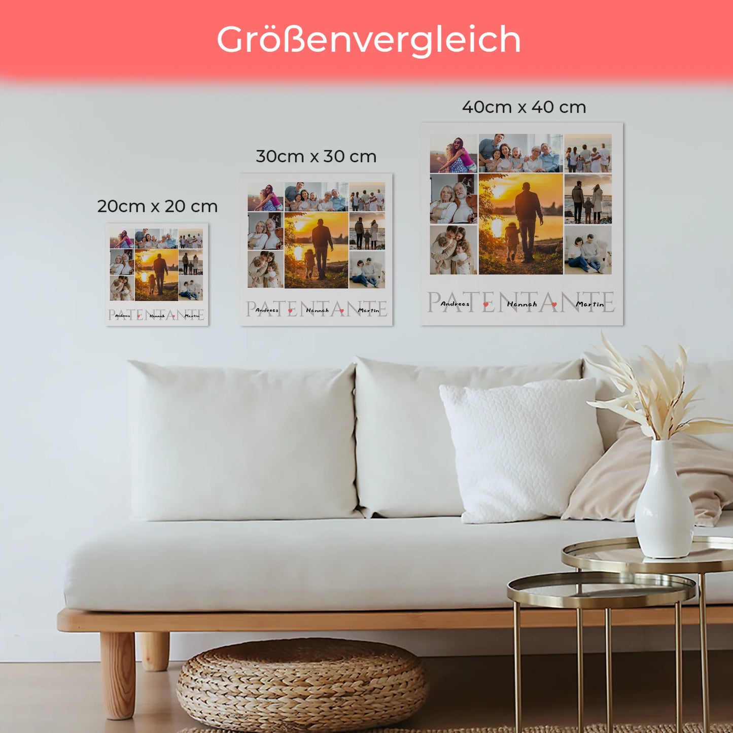 Fotoboard Personalisiert Patentante Fotocollage 8 Fotos & Namen