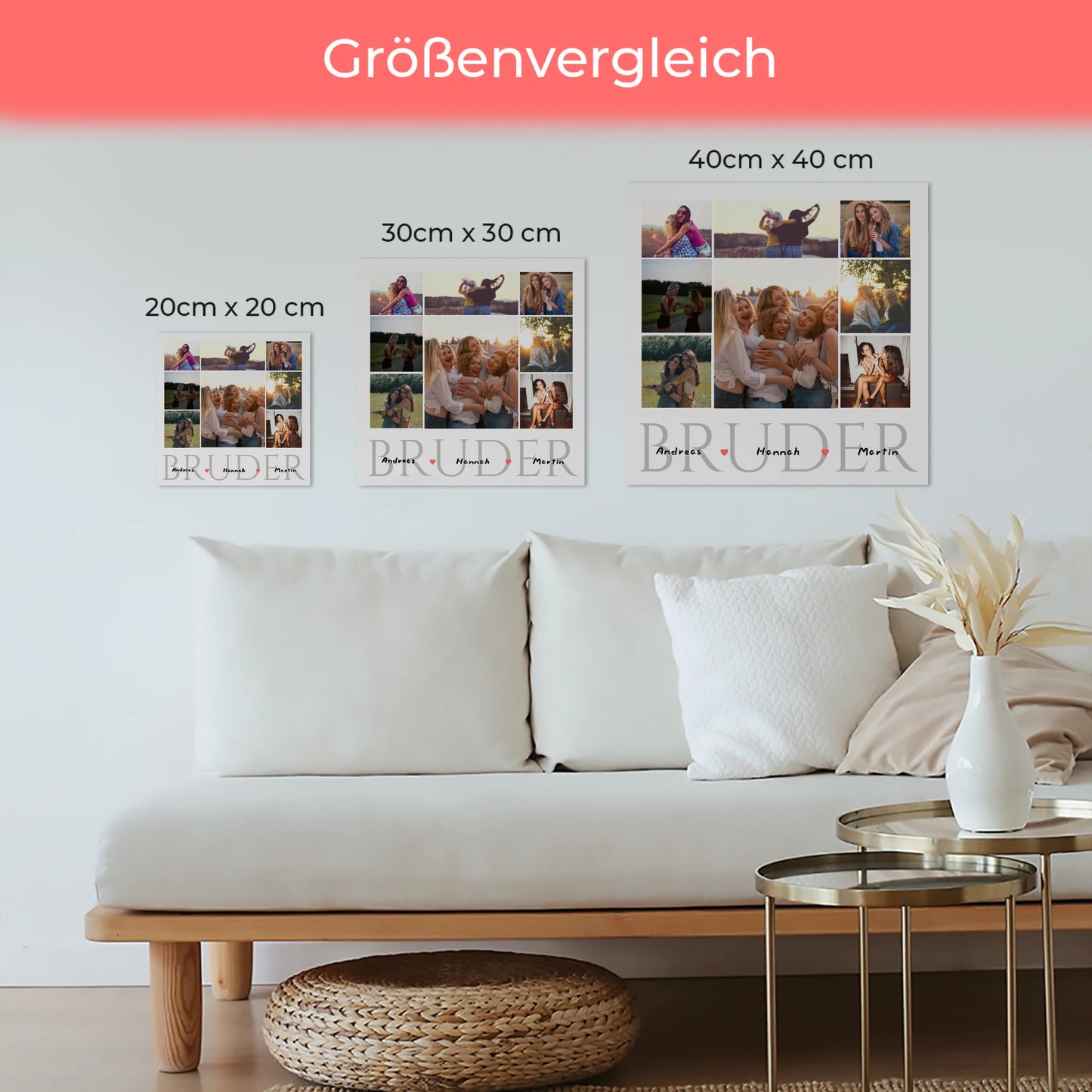 Foto auf Hartschaumplatte für Bruder Fotocollage 8 Fotos & Namen