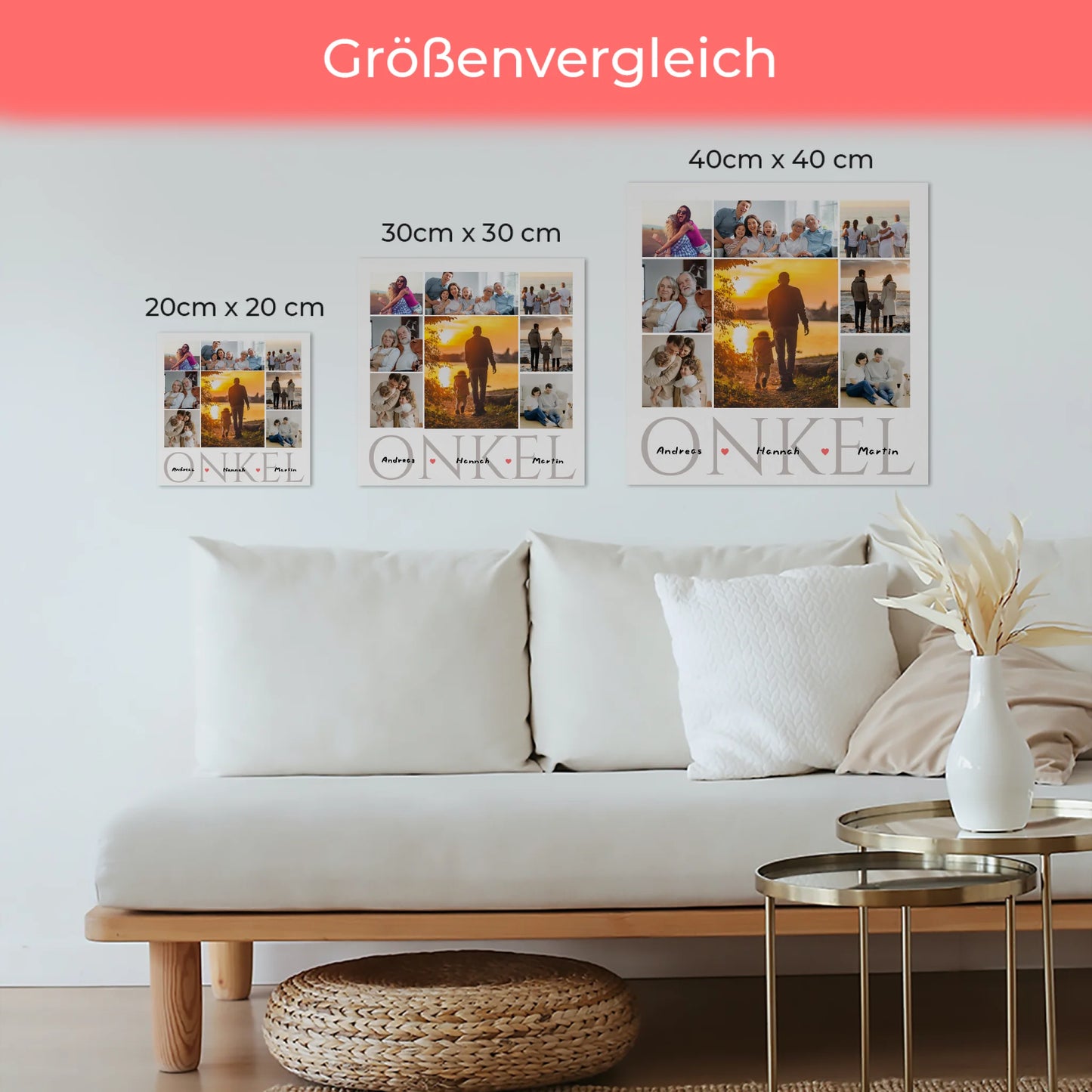 Magnetisches Wandbild für Onkel Fotocollage 8 Fotos & Namen