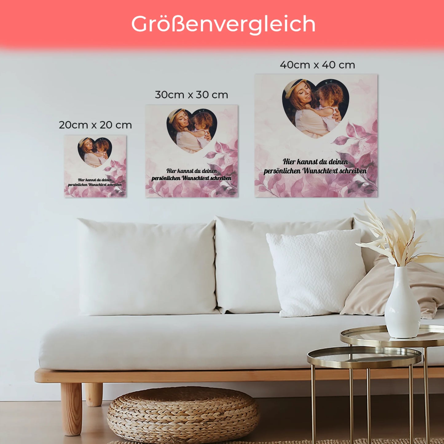 Magnetisches Wandbild Mama für Muttertag Mit Foto und Wunschtext