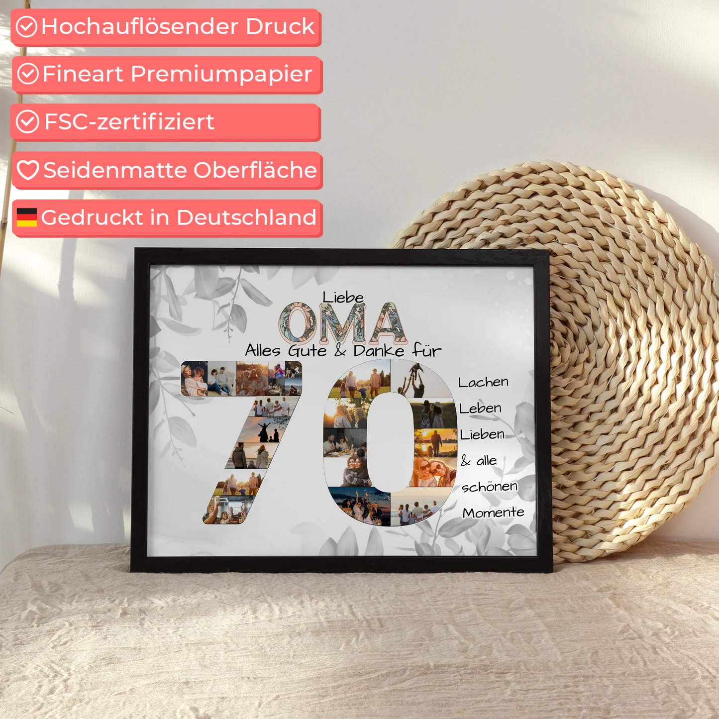 Poster Geschenk zum 70 Geburtstag für Oma mit Fotos