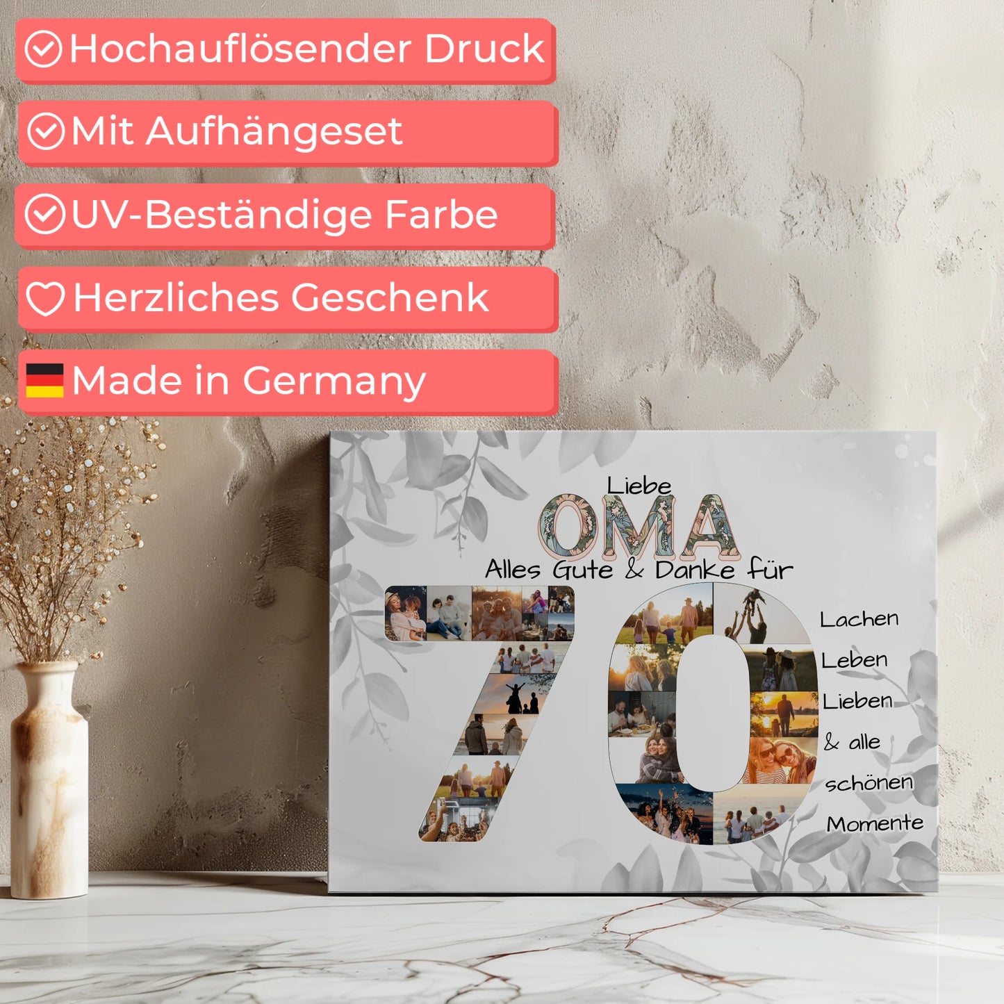 Leinwand Geschenk zum 70 Geburtstag für Oma mit Fotos
