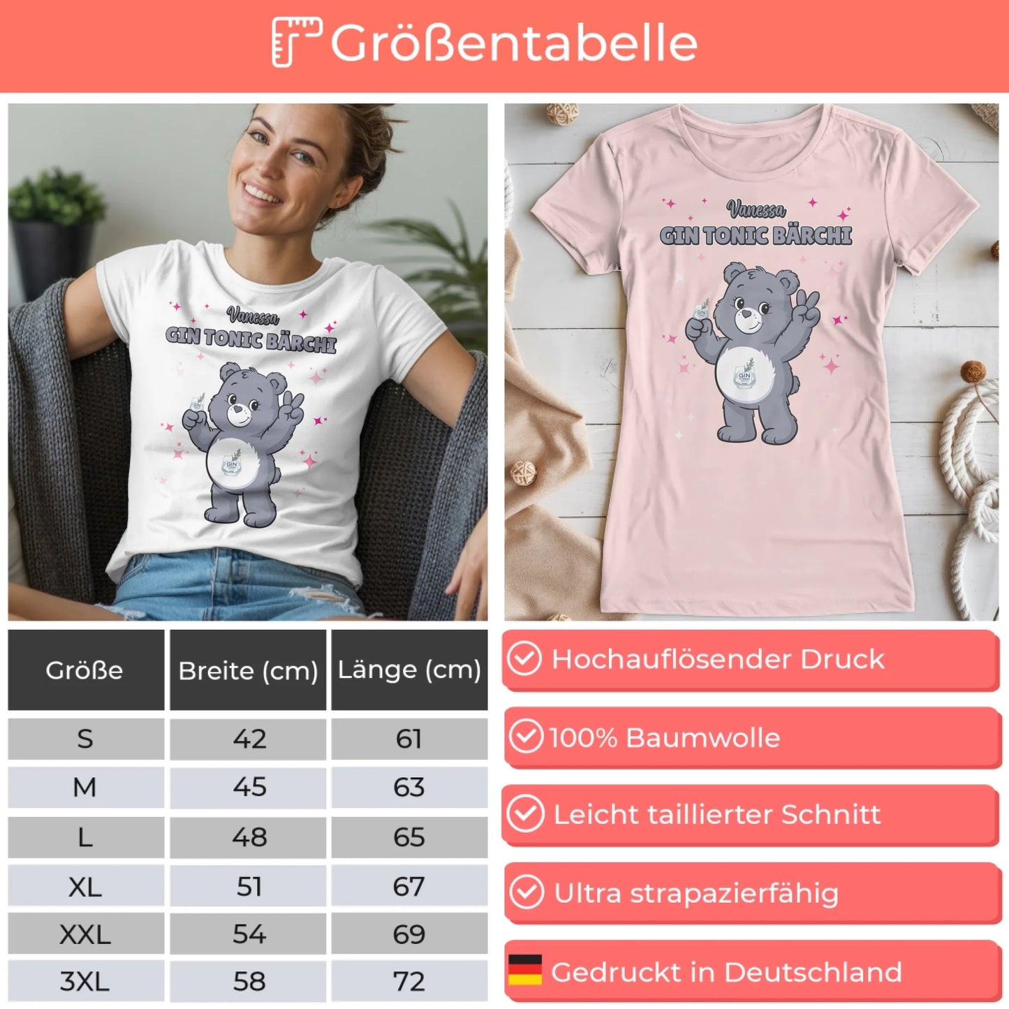 Lustiges Shirt SaufbĂ€rchi Gin Tonic BĂ€rchi Sauf BĂ€rchi T-Shirt fĂŒr JGA