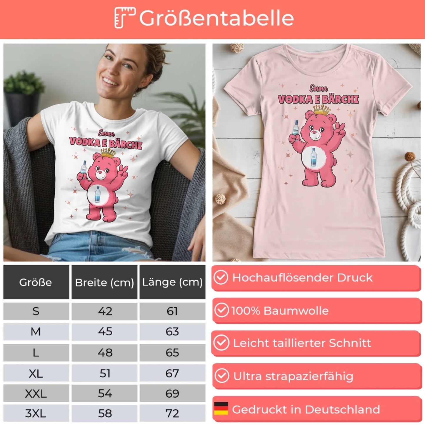 Lustiges Shirt SaufbĂ€rchi Vodka E BĂ€rchi Sauf BĂ€rchi T-Shirt fĂŒr JGA