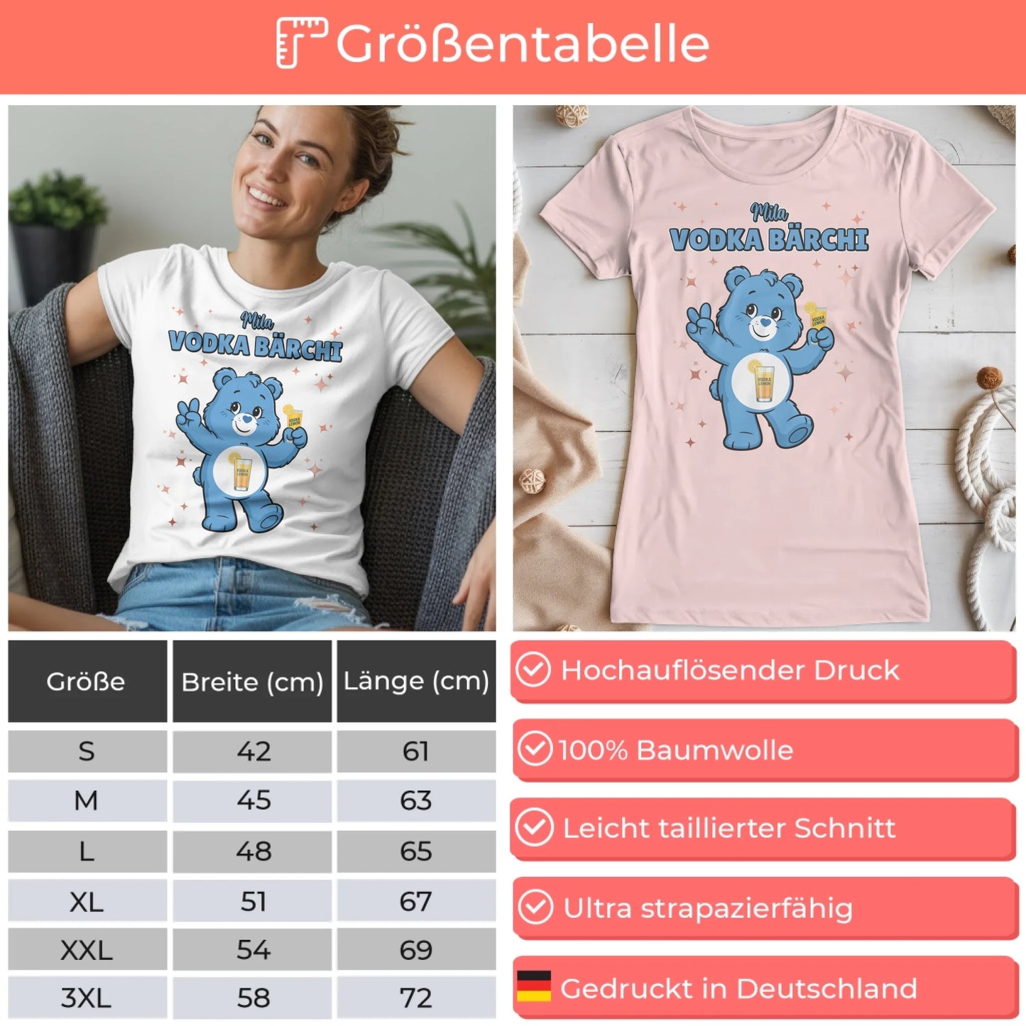 Lustiges T Shirt Sauf BĂ€rchi Vodka BĂ€rchi Sauf BĂ€rchi JGA Shirt