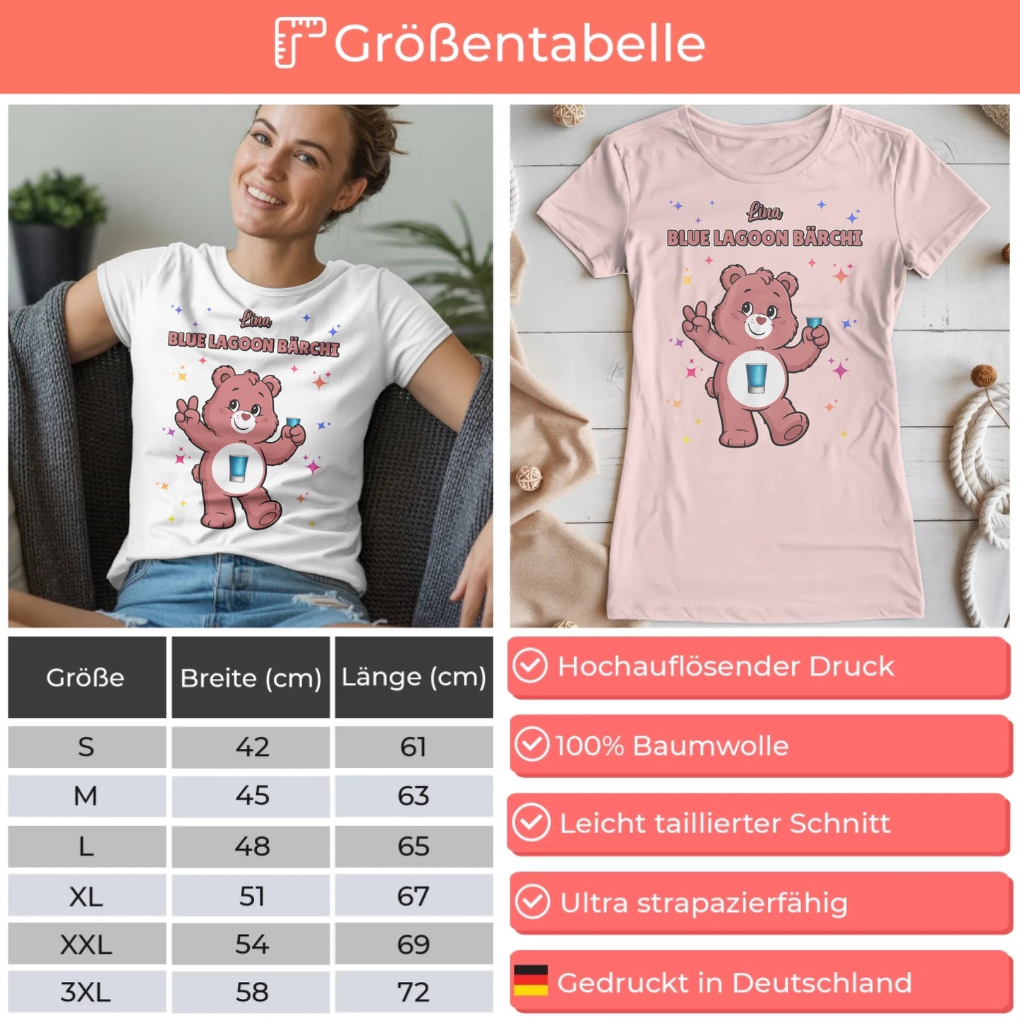 Sauf Bärchi T Shirt Blue Lagoon Bärchi Saufbärchi Shirt fßr JGA und Party