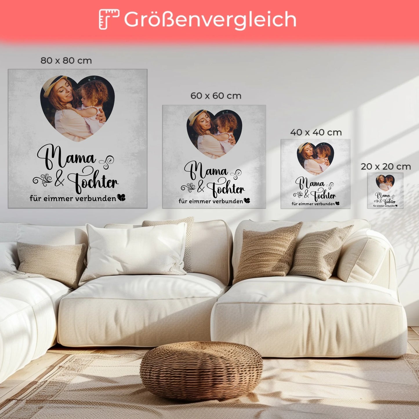 Personalisierte Leinwand Mama Für Herz Foto und Wunschtext