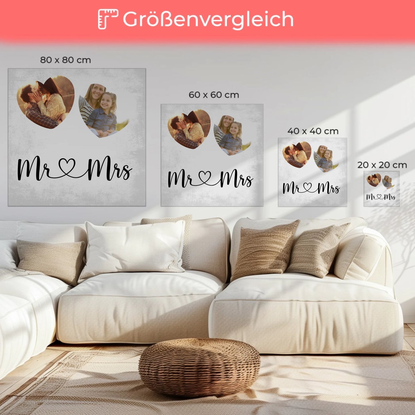 Foto Leinwand Paare für Valentinstag mit 2 Fotos
