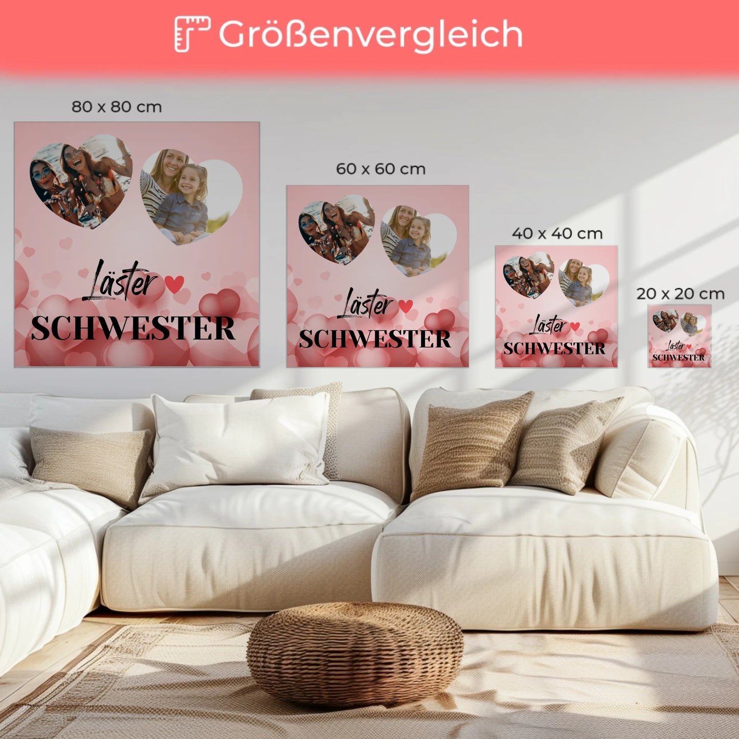 Leinwand personalisiert Beste Freundin Zum Geburtstag mit 2 Fotos