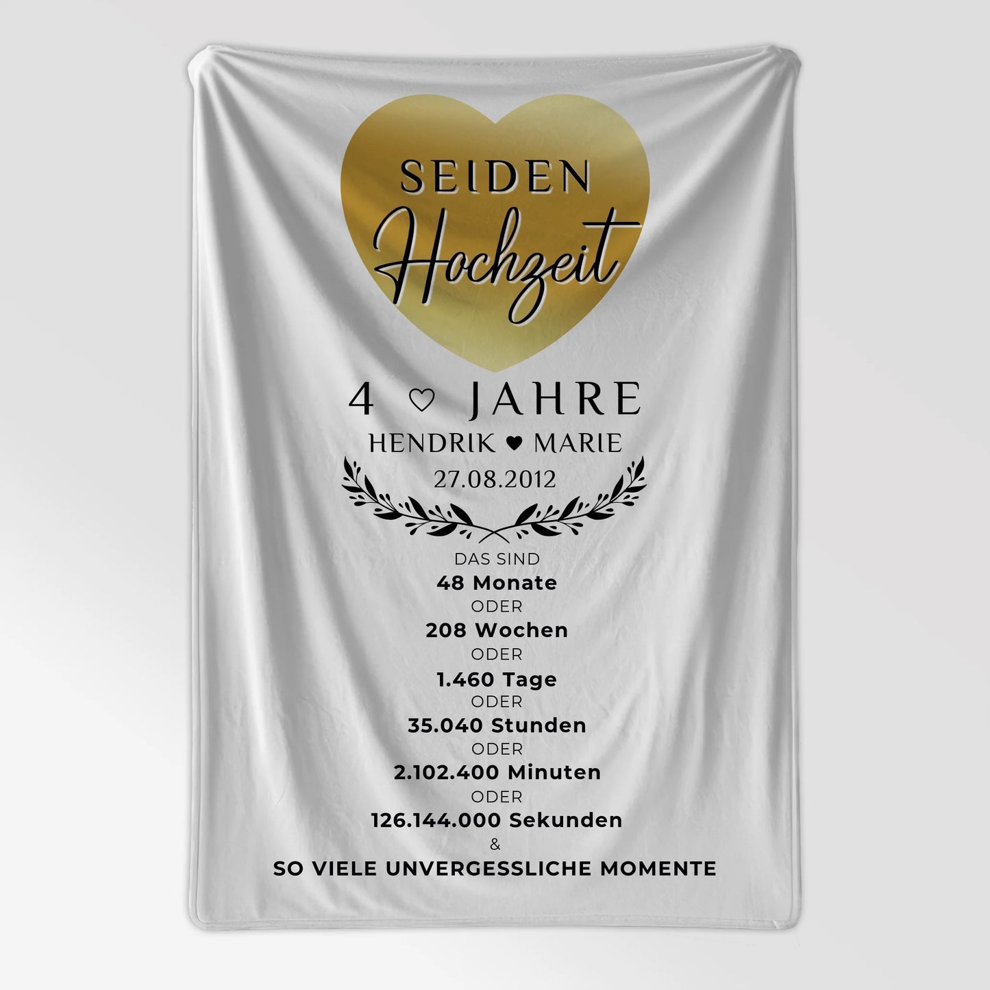 Personalisierte Decke Geschenk 4 Hochzeitstag Seidenhochzeit