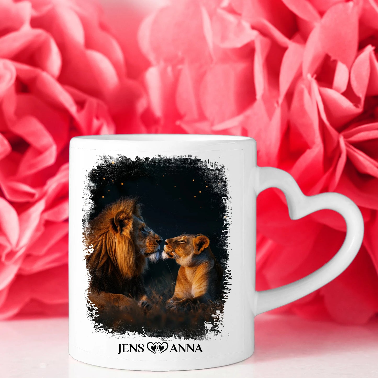 Pärchen Tasse Danke dass es dich gibt Löwen Bild Personalisiert