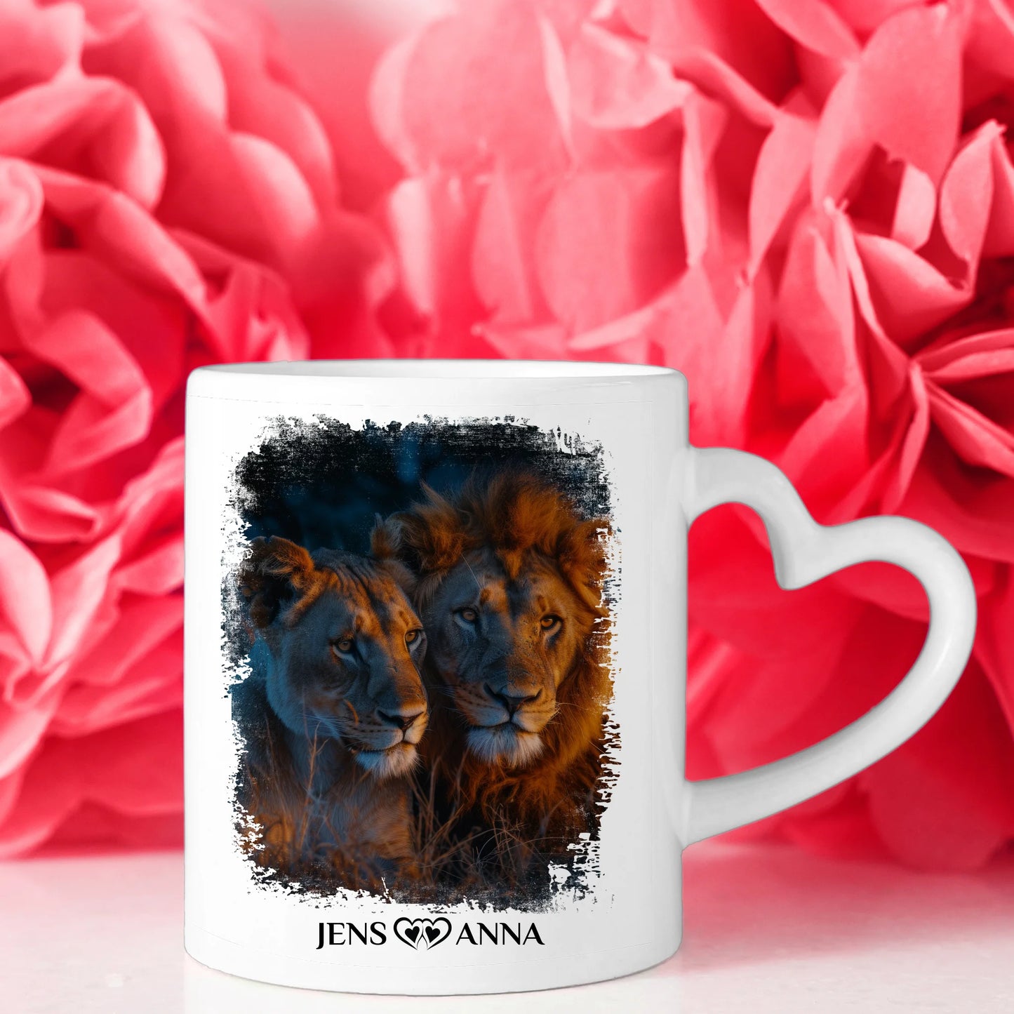 Foto Geschenk Tasse für Paare Keine Sorge Schatz Löwen Bild mit Namen