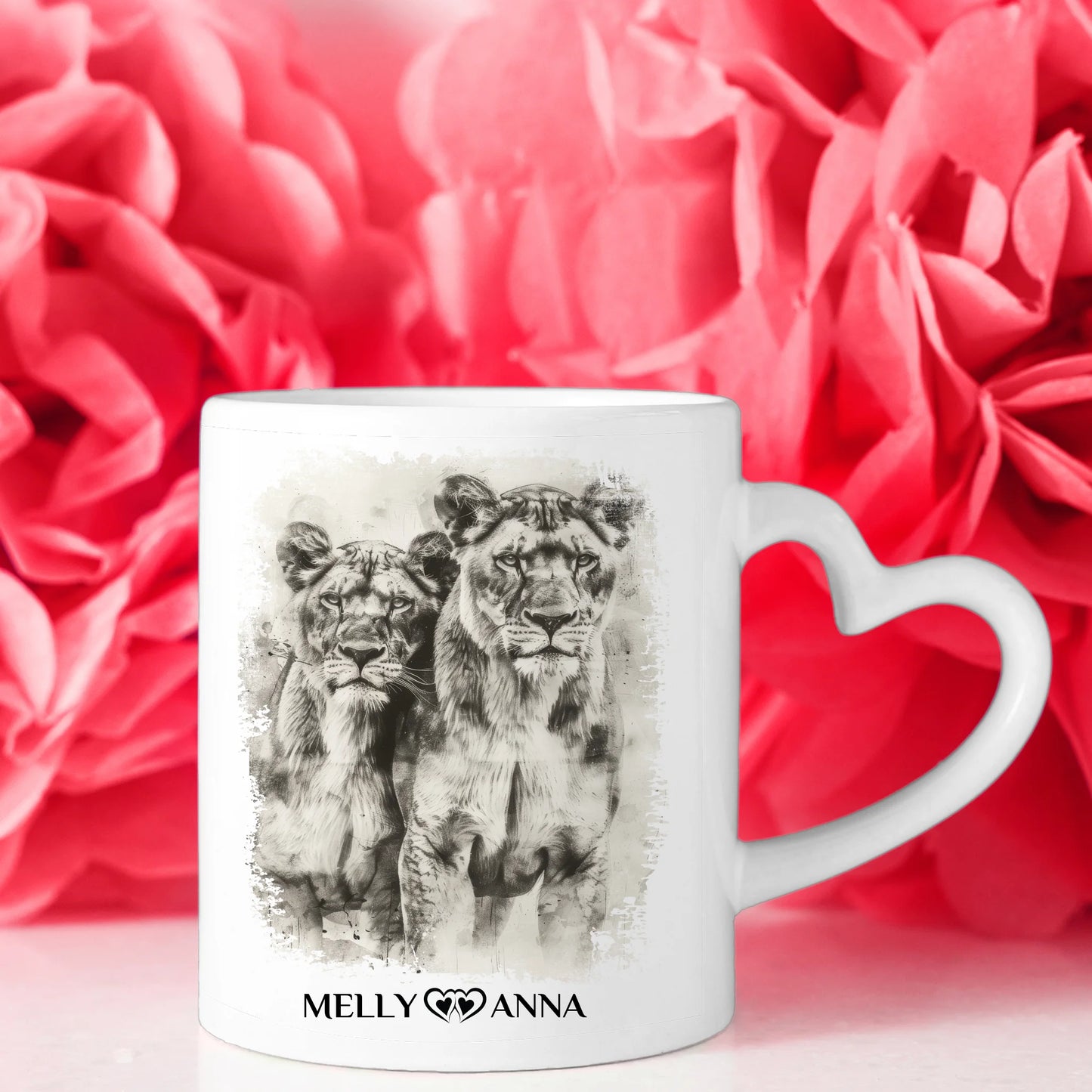 Personalisierte Tasse Schwester Löwen Bild Schwester Du bist die Beste