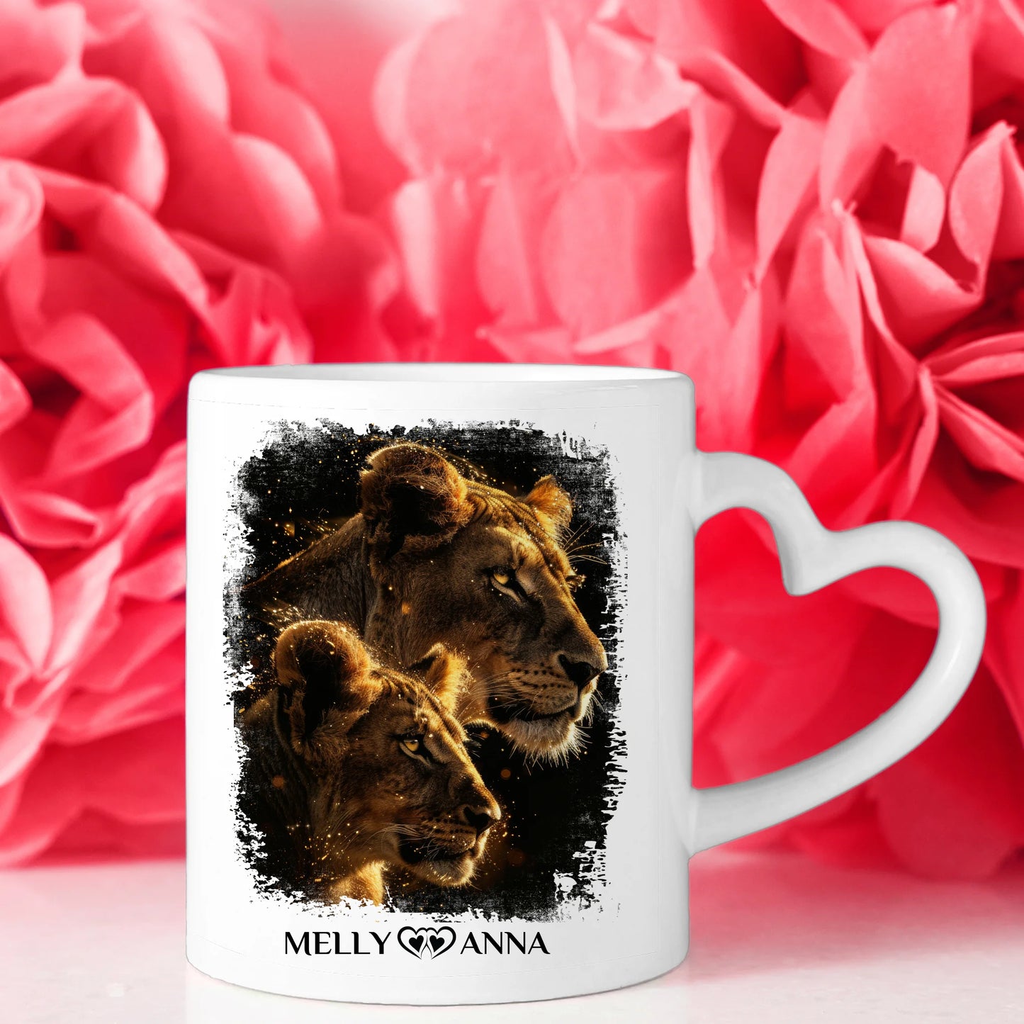 Tasse für Schwester personalisiert Löwen Bild Kein größeres Geschenk