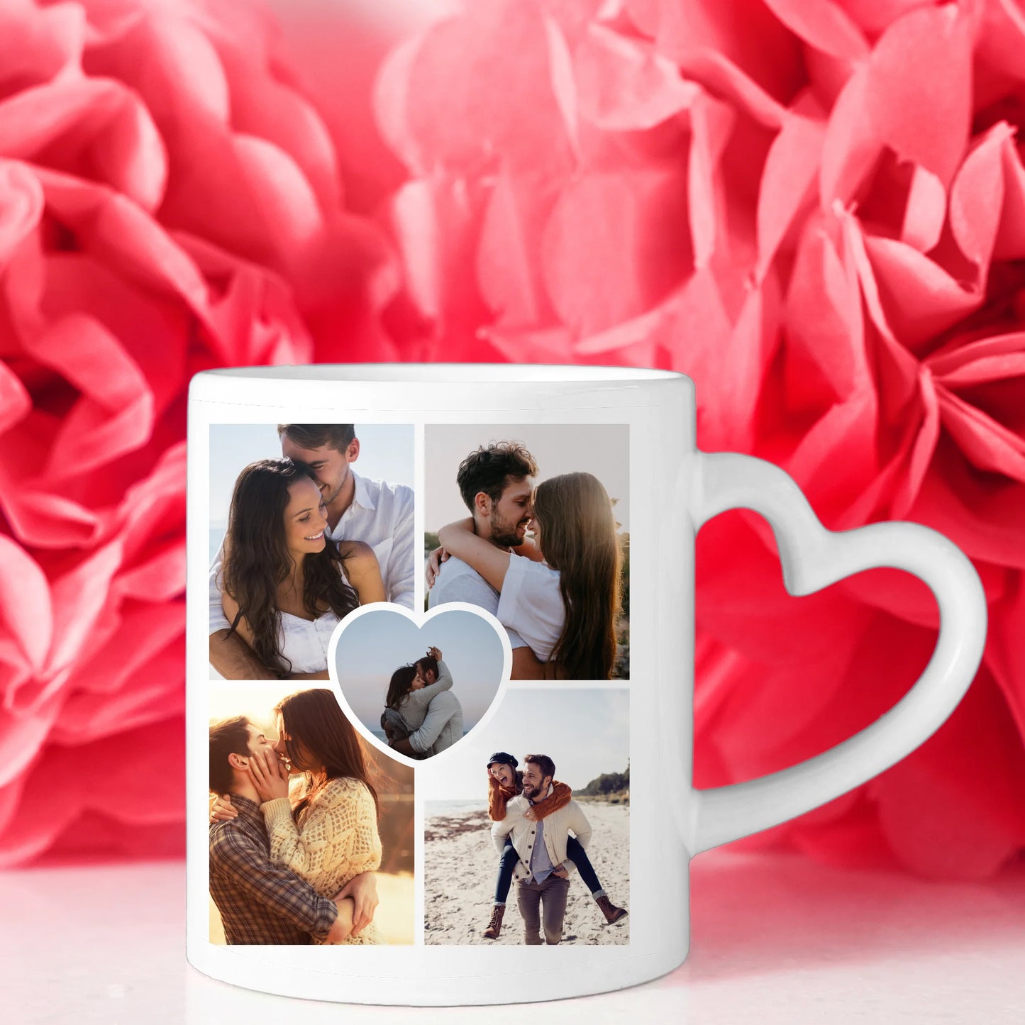 Pärchen Tasse personalisiert Danke dass es dich gibt mit 5 Fotos