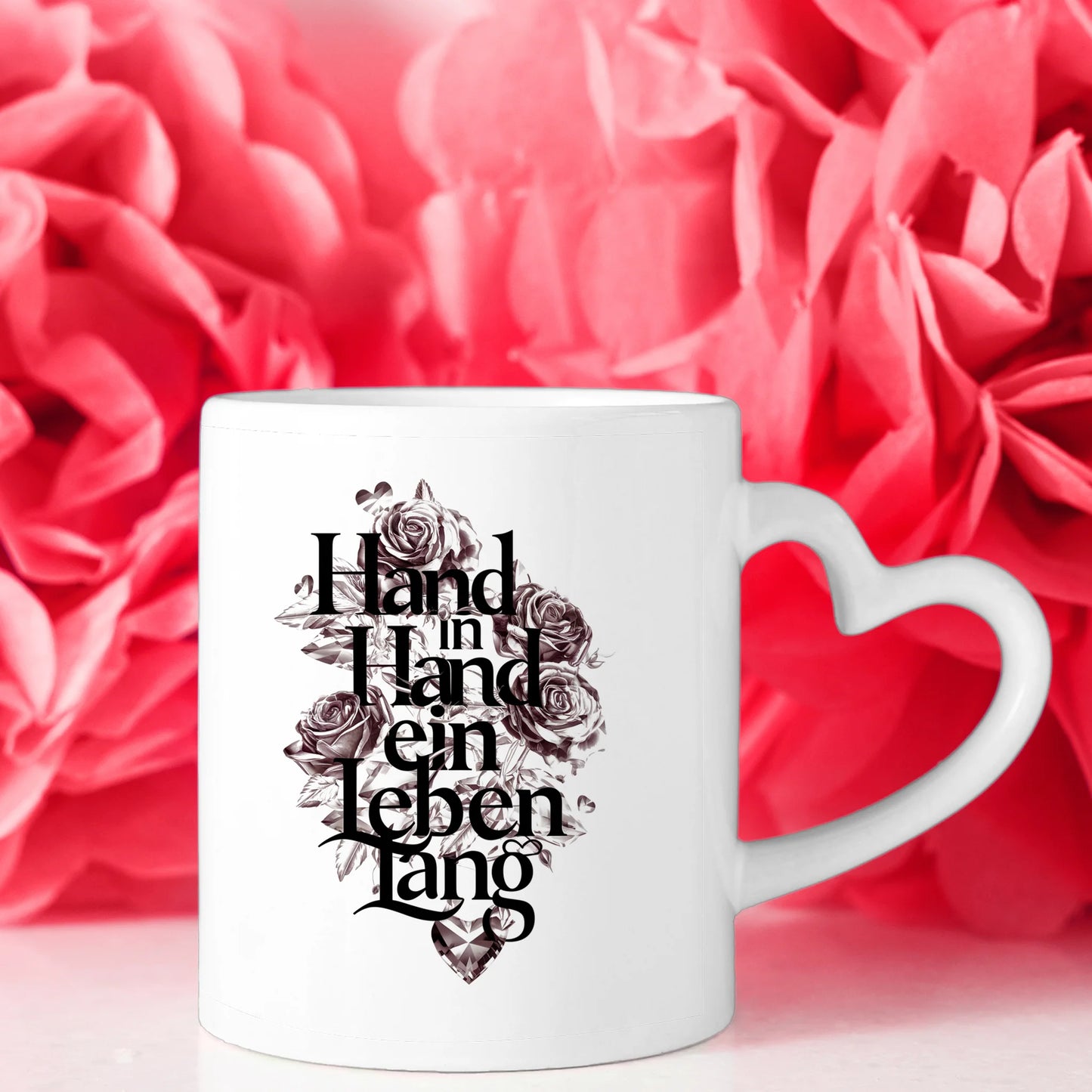 Personalisierte Tasse für Paare Hand in Hand Pärchen Cliparts