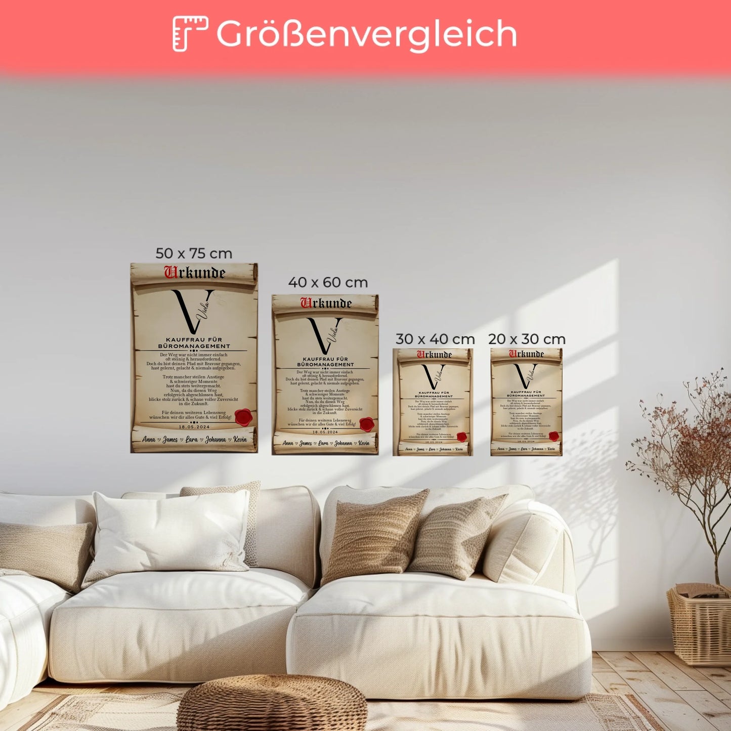 Geschenk Abschluss Ausbildung Kauffrau für Büromanagement Leinwand Urkunde 6