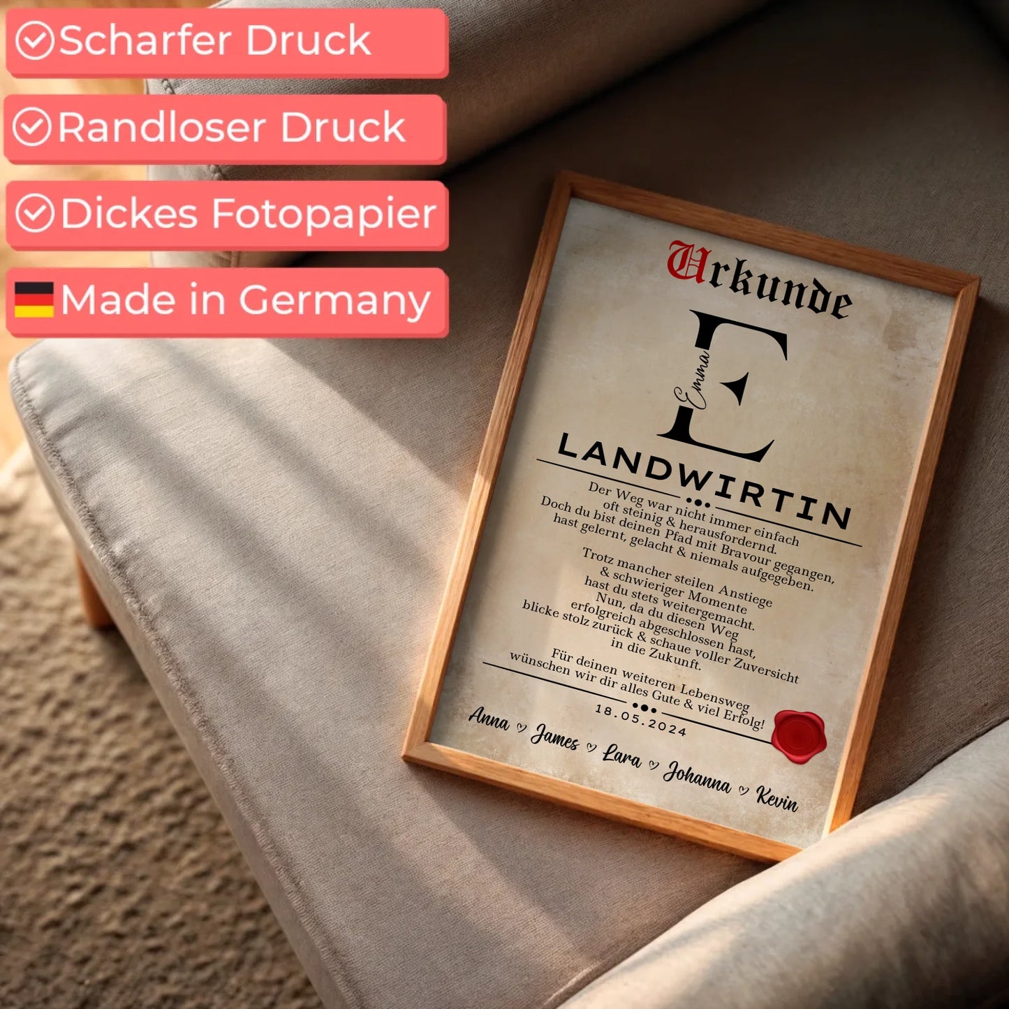 Ausbildungsabschluss Geschenk Landwirtin Poster Urkunde