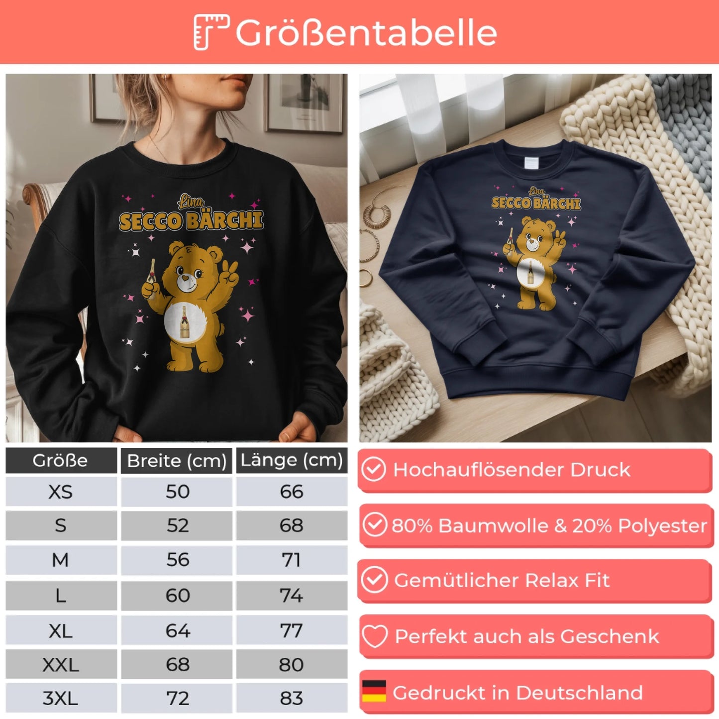 Sweatshirt SaufbĂ€rchi Secco BĂ€rchi Sauf BĂ€rchi Lustig fĂŒr JGA 6