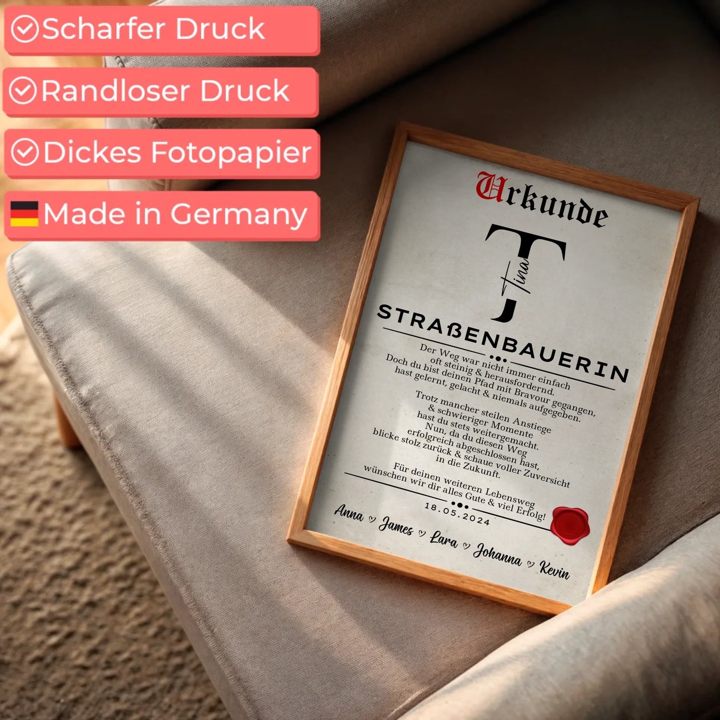 Geschenk Abschluss Ausbildung Straßenbauerin Poster Urkunde