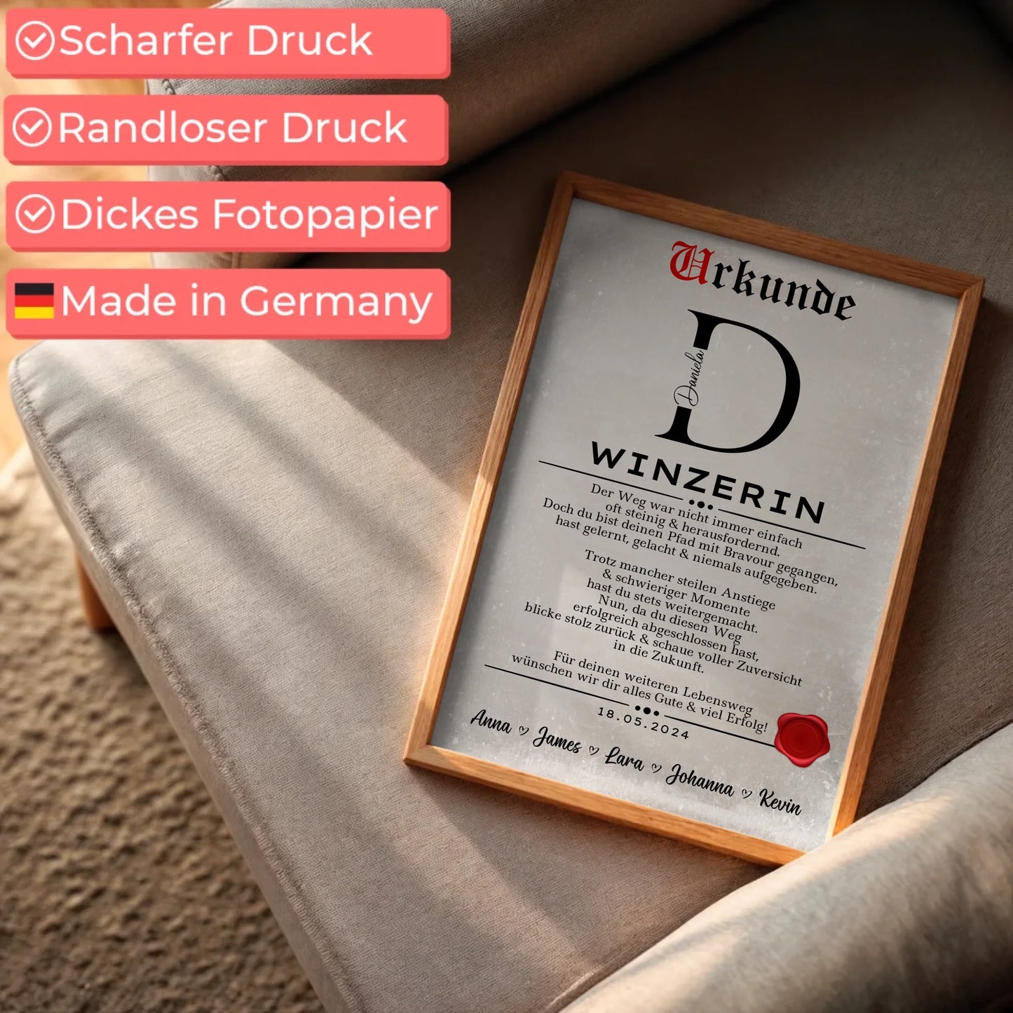 Geschenk Zum Abschluss Ausbildung Winzerin Poster Urkunde