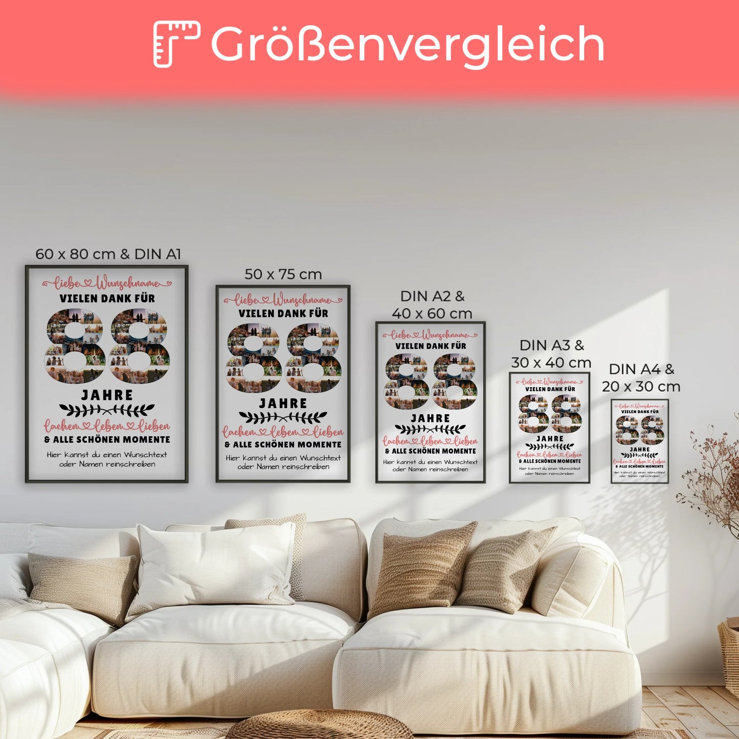Personalisiertes Poster 88 Geburtstag Für Oma Opa Mama & Papa