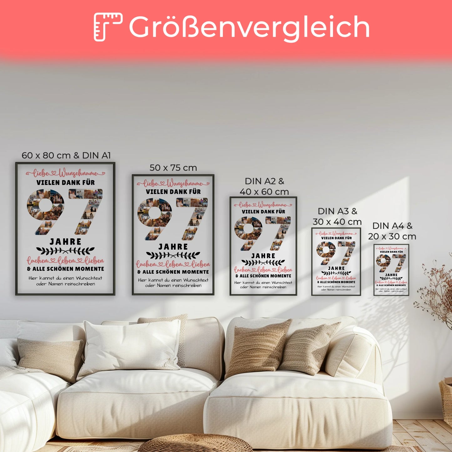 Personalisiertes Poster 97 Geburtstag Für Opa Oma Mama & Papa