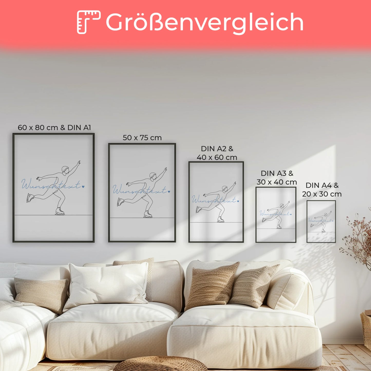 Lineart Poster Personalisiert Eislaufen Geschenk Sohn & Bruder fĂŒr EislĂ€ufer EislĂ€uferin Ice skating