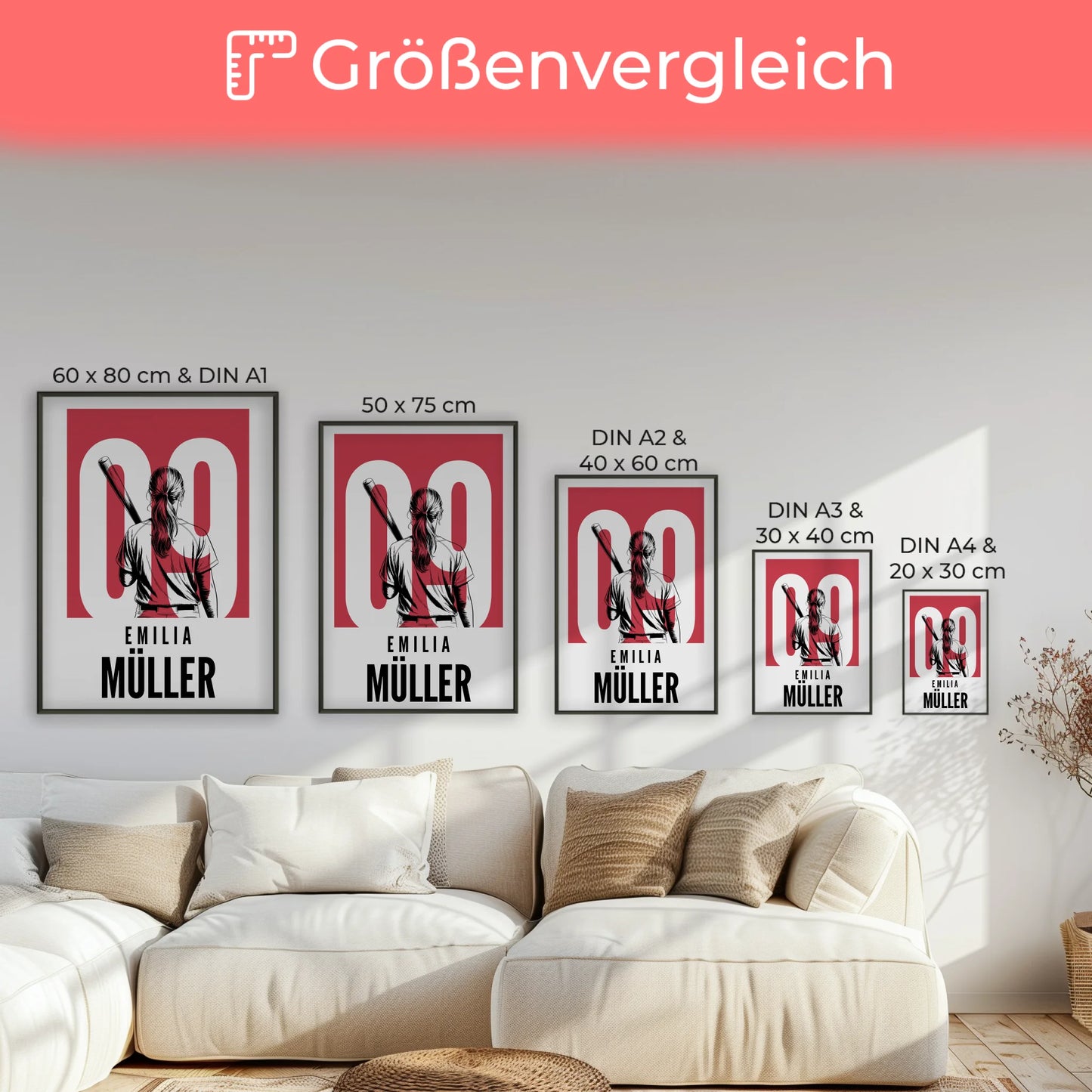 Personalisiertes Poster Baseball Baseballspielerin Geschenk für Tocher Mama Tante Freundin