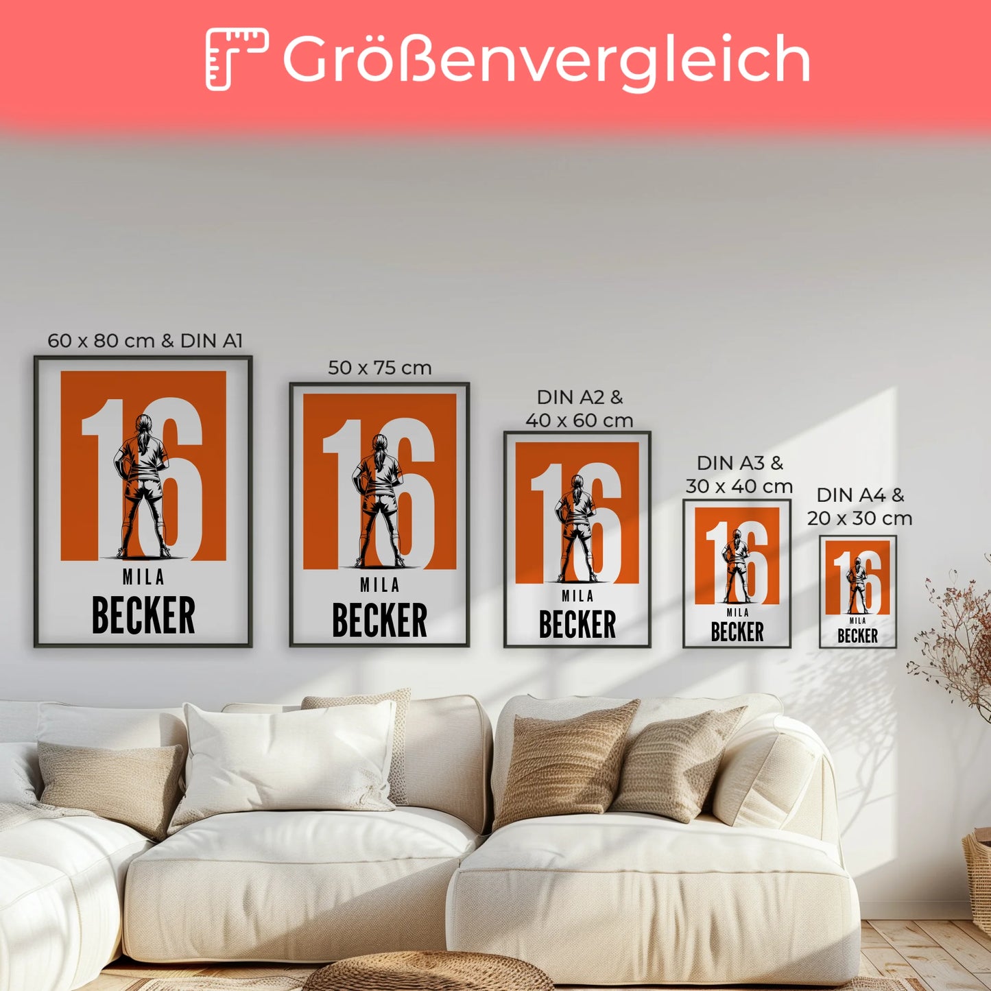 Sport Poster Rugby Rugbyspielerin Geschenk für Mädchen Turnier Urkunde