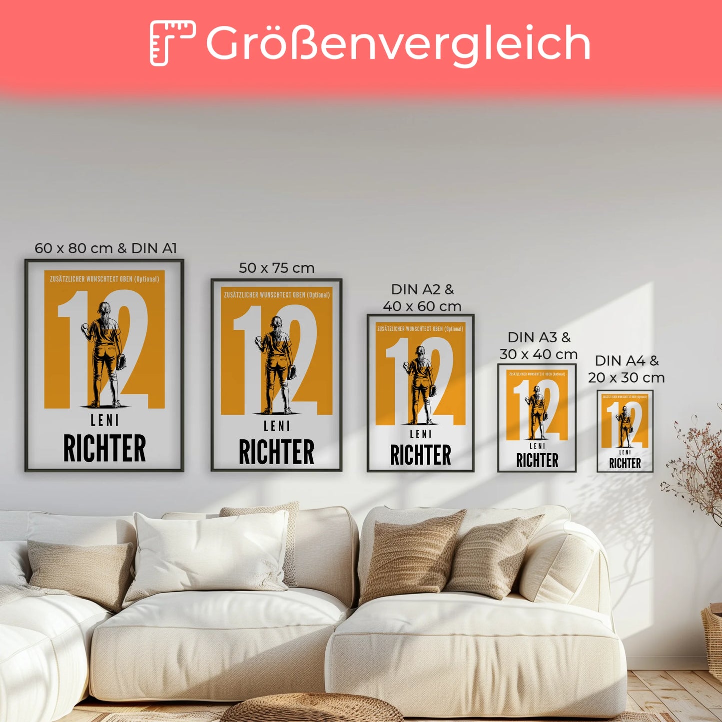 Poster Personalisiert Softball Softballspielerin Geschenk für Tochter