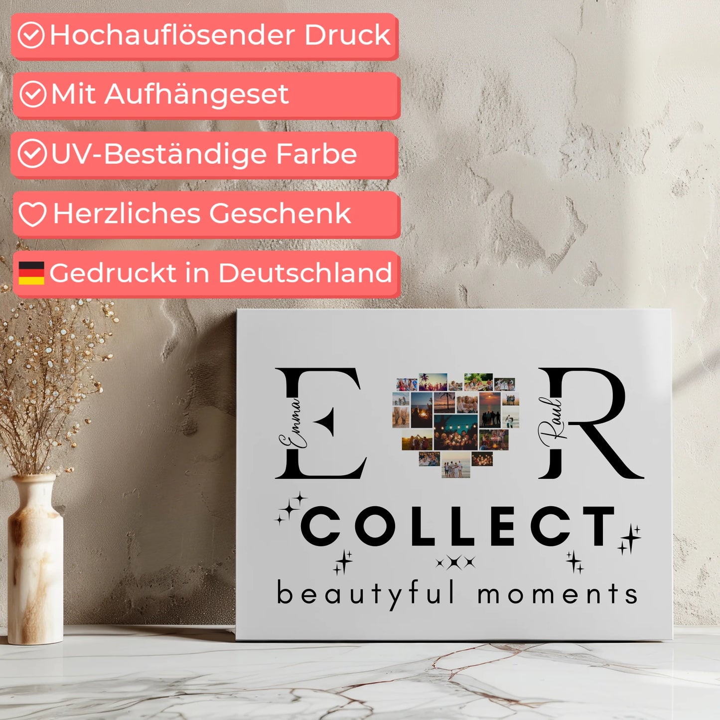 Personalisierte Leinwand Paare Mit Fotos Initialien und Fotos Te Amo 7