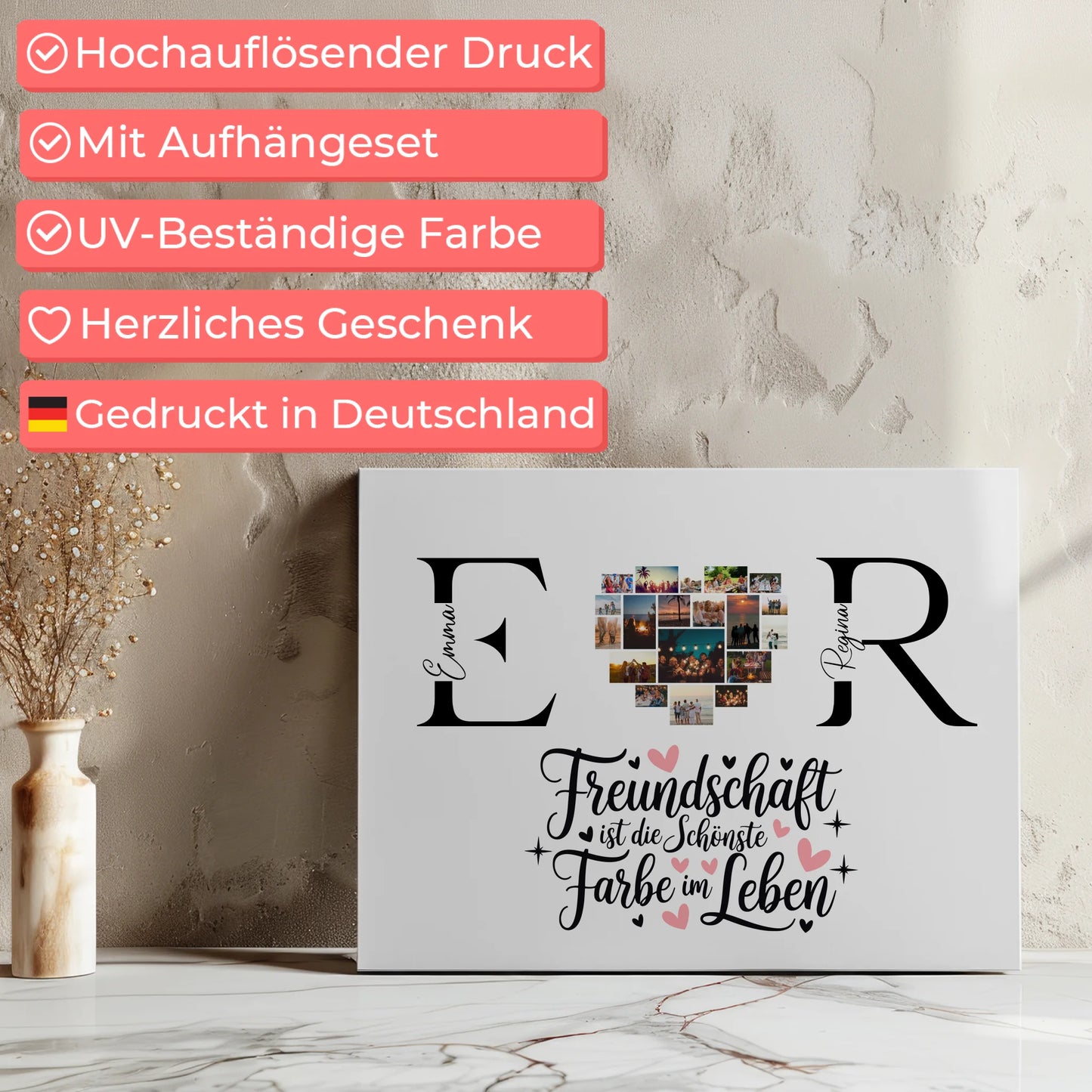 Beste Freundin Leinwand Gestalten mit Fotos Initialien und Namen Personalisiert 7