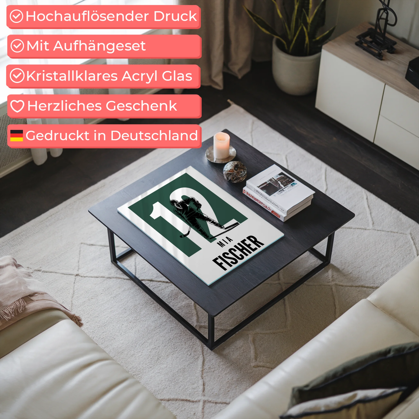 Personalisiertes Acrylglasbild Eishockey Eishockeyspielerin Geschenk für Tocher Freundin