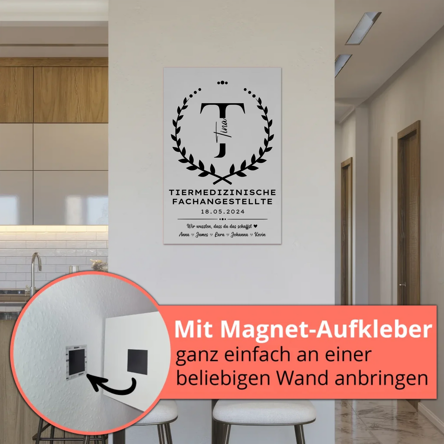 Ausbildungsabschluss Geschenk Tiermedizinische Fachangestellte Fotoboard Magnetisch