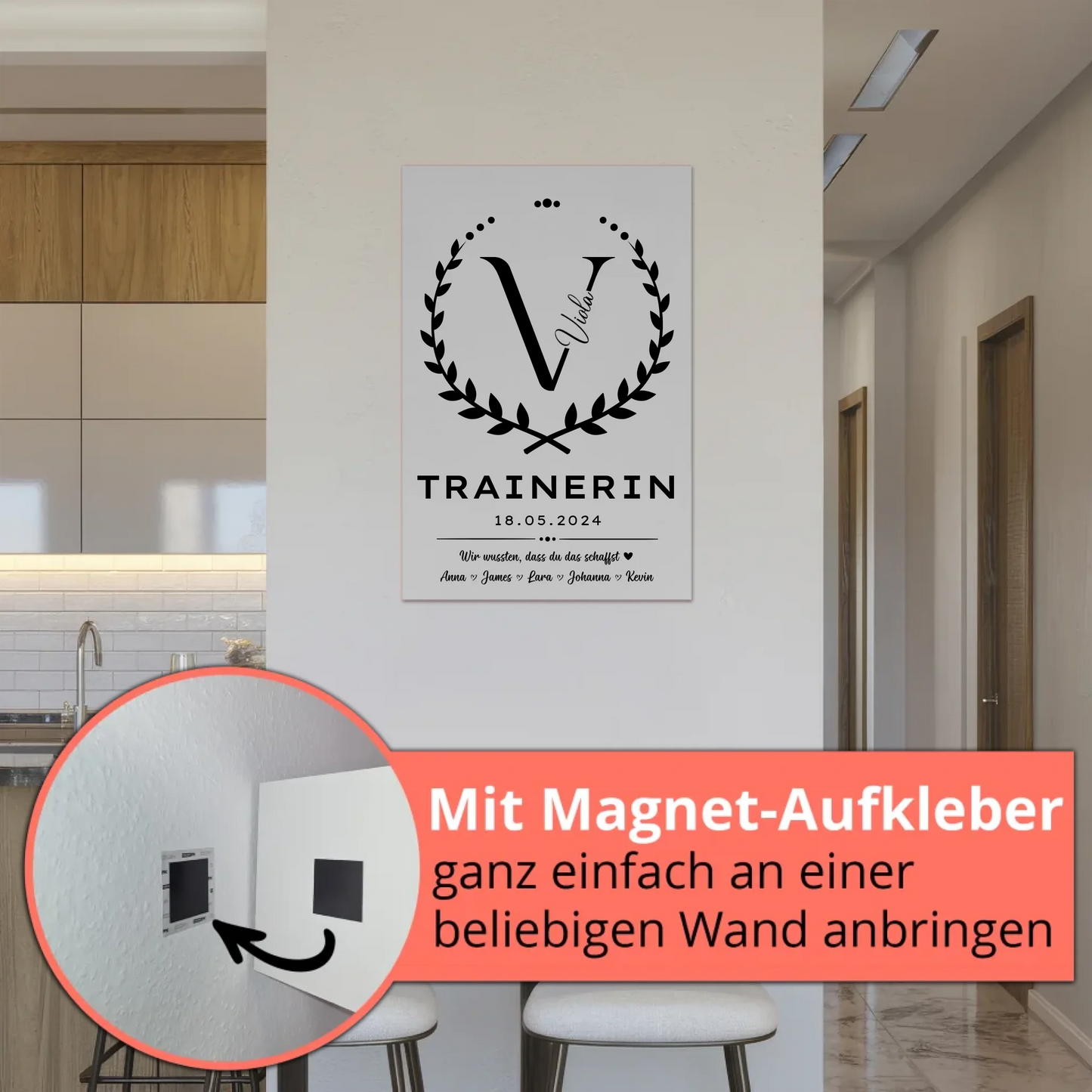 Geschenk Abschluss Ausbildung Trainerin Magnet Fotoboard