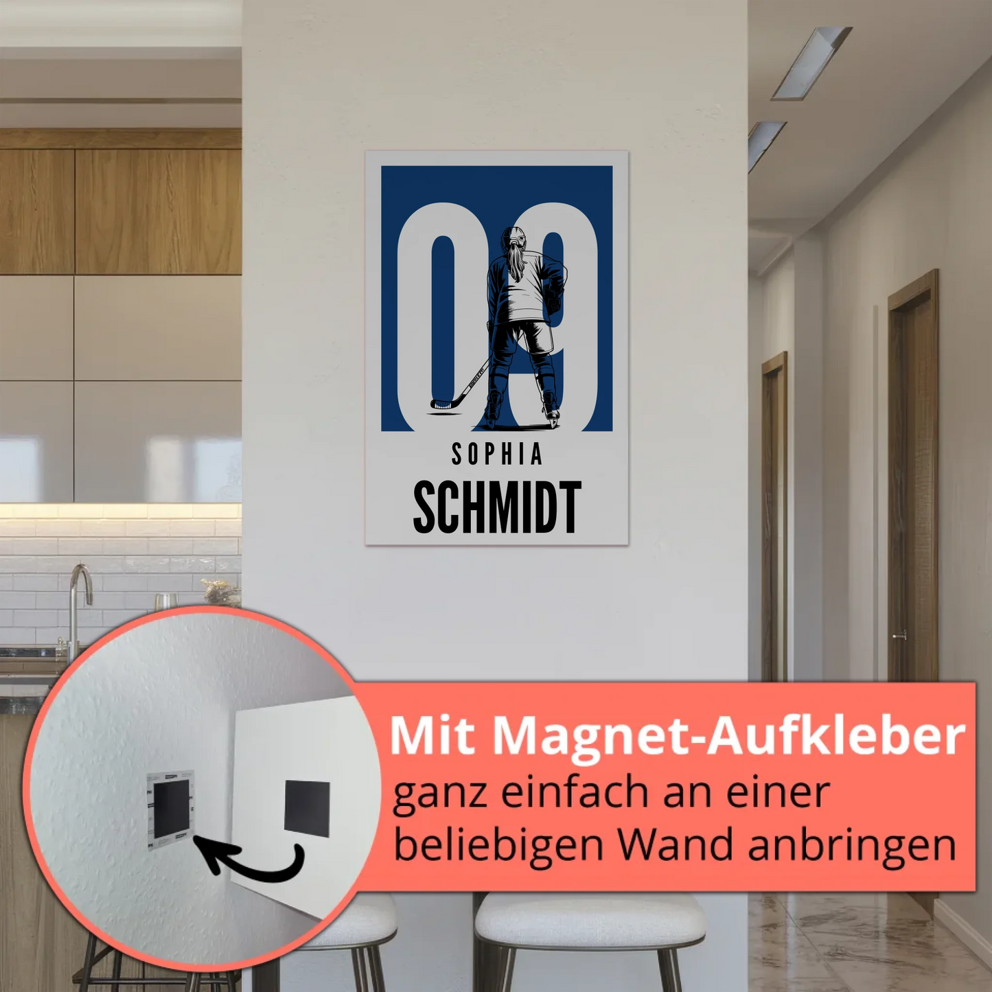 Sport Fotoboard Magnetisches Wandbild Eishockey Eishockeyspielerin Geschenk für Mädchen Turnier Urkunde