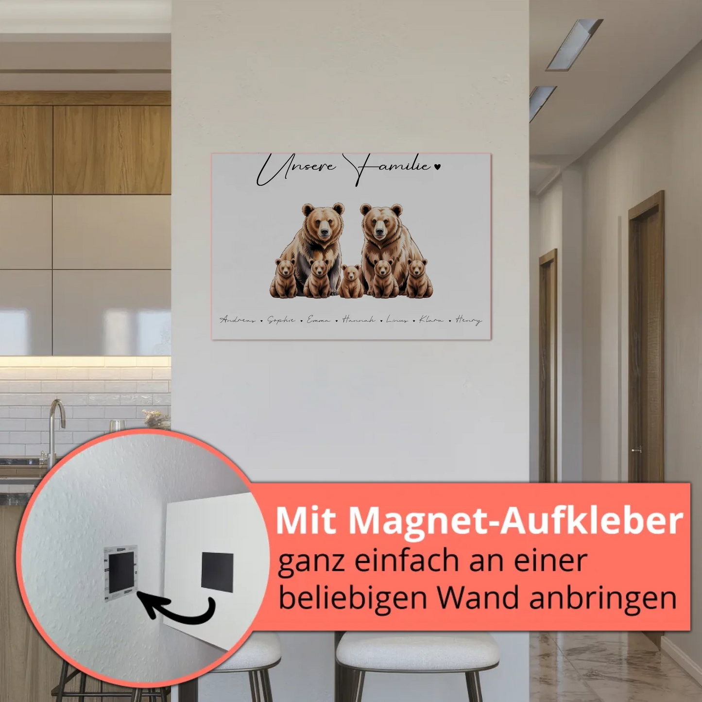 Fotoboard Sprüche Familie Bären Familienporträt Geschenk für Papa Mama Oma Opa