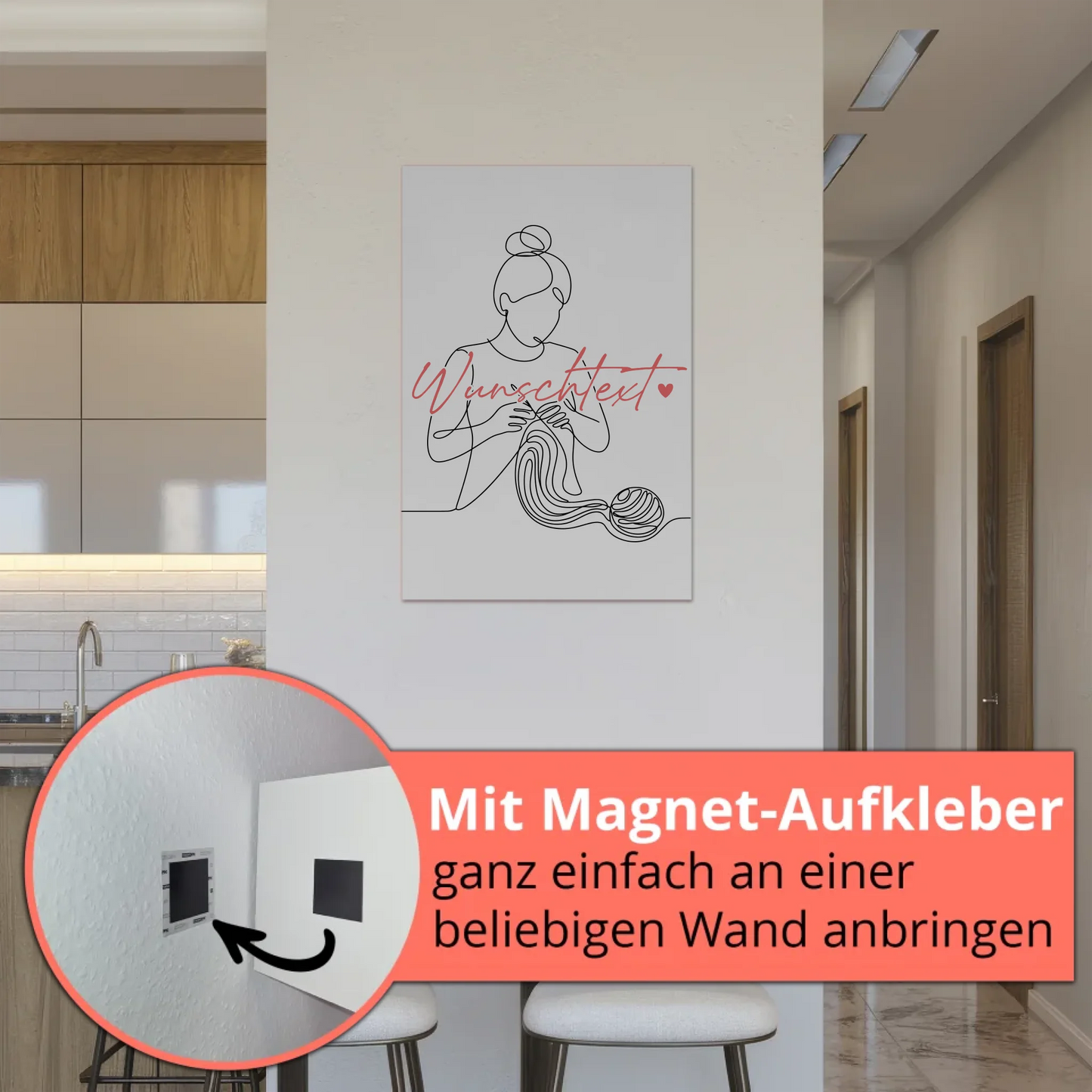 Personalisiertes Fotoboard Magnetisch Lineart HĂ€keln Geschenk Tochter & Schwester
