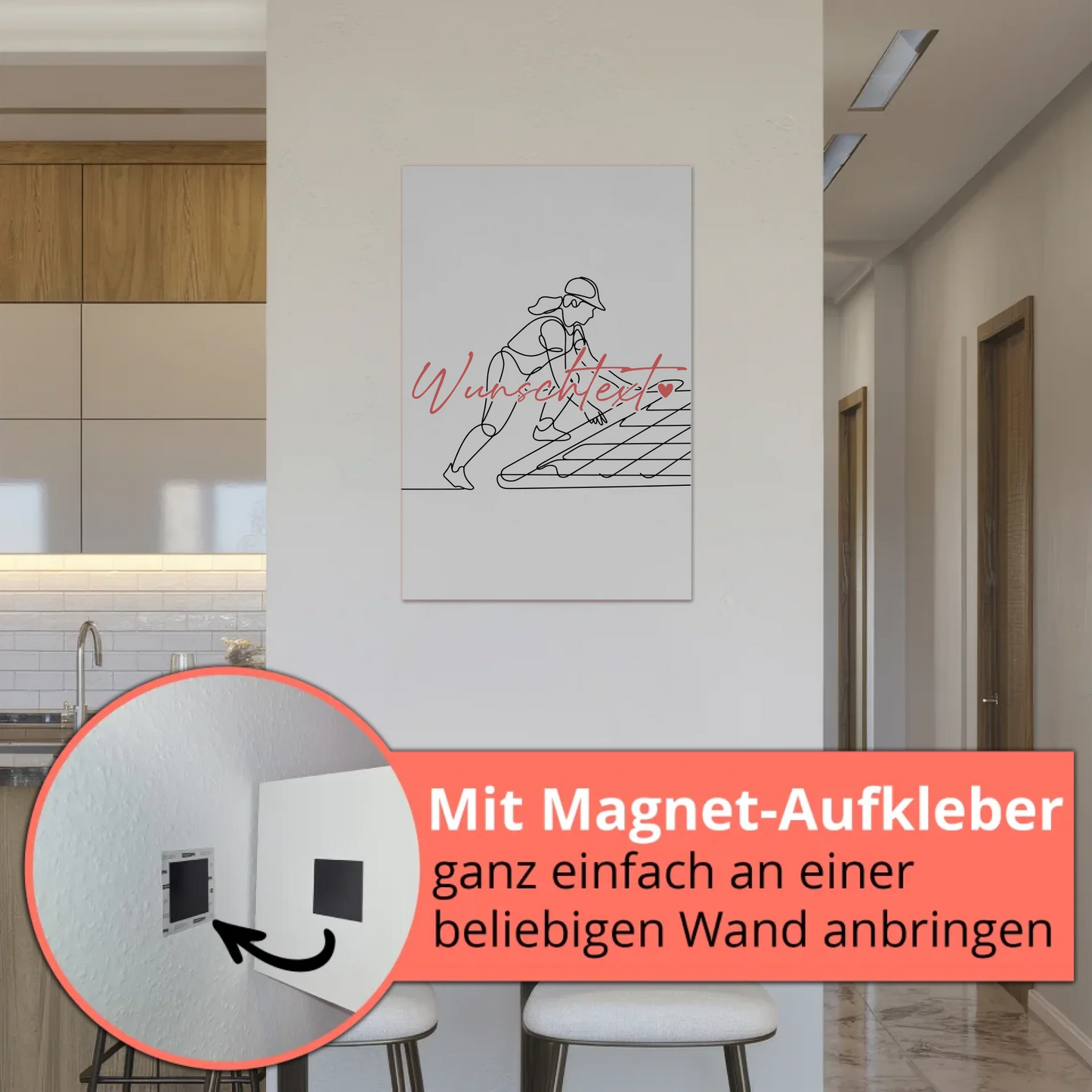 Personalisiertes Fotoboard Magnetisch Lineart Dachdecker Geschenk Tochter & Schwester