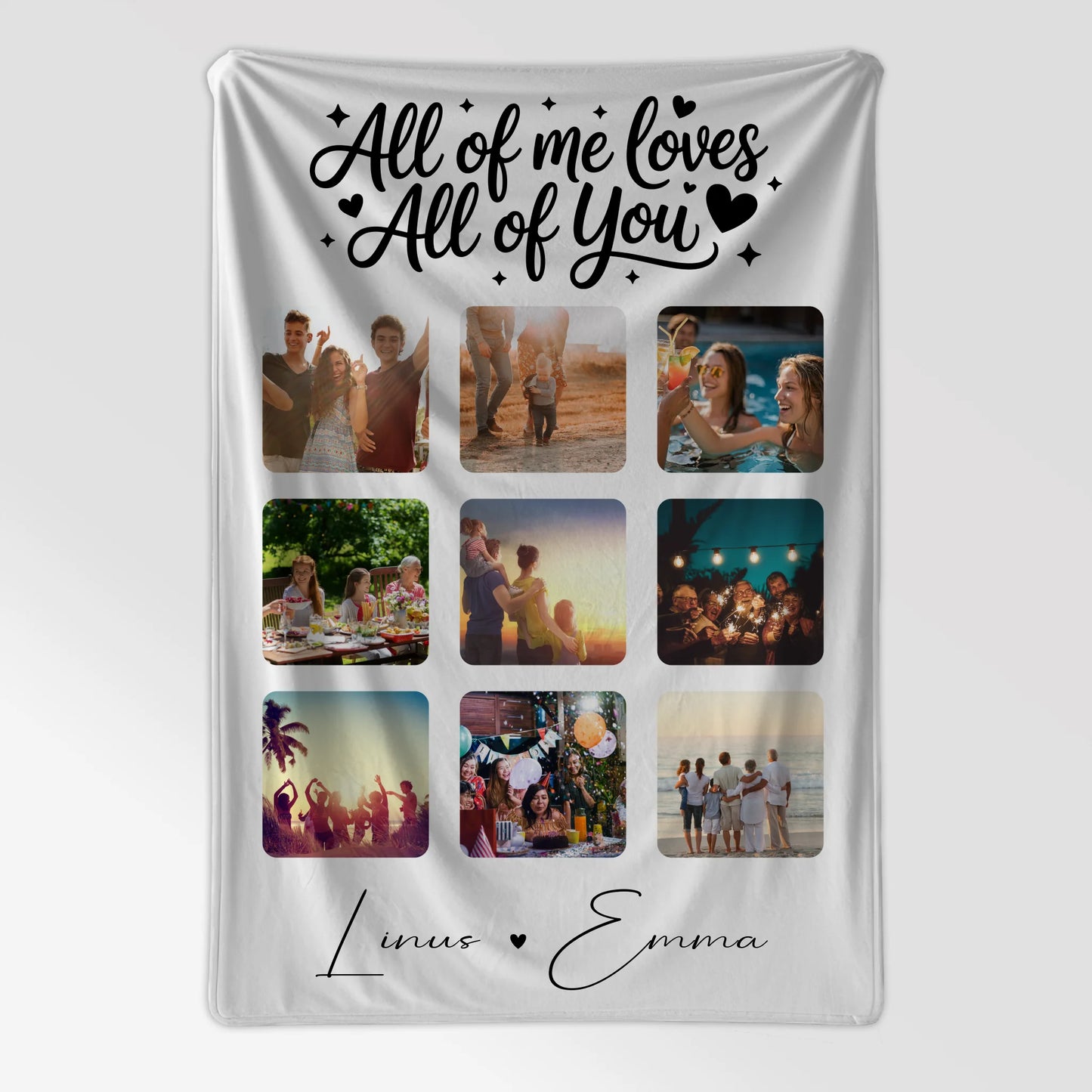 Personalisierte Decke Mit Namen Fotocollage 9 Fotos All Of Me Loves All Of You Geschenk 7