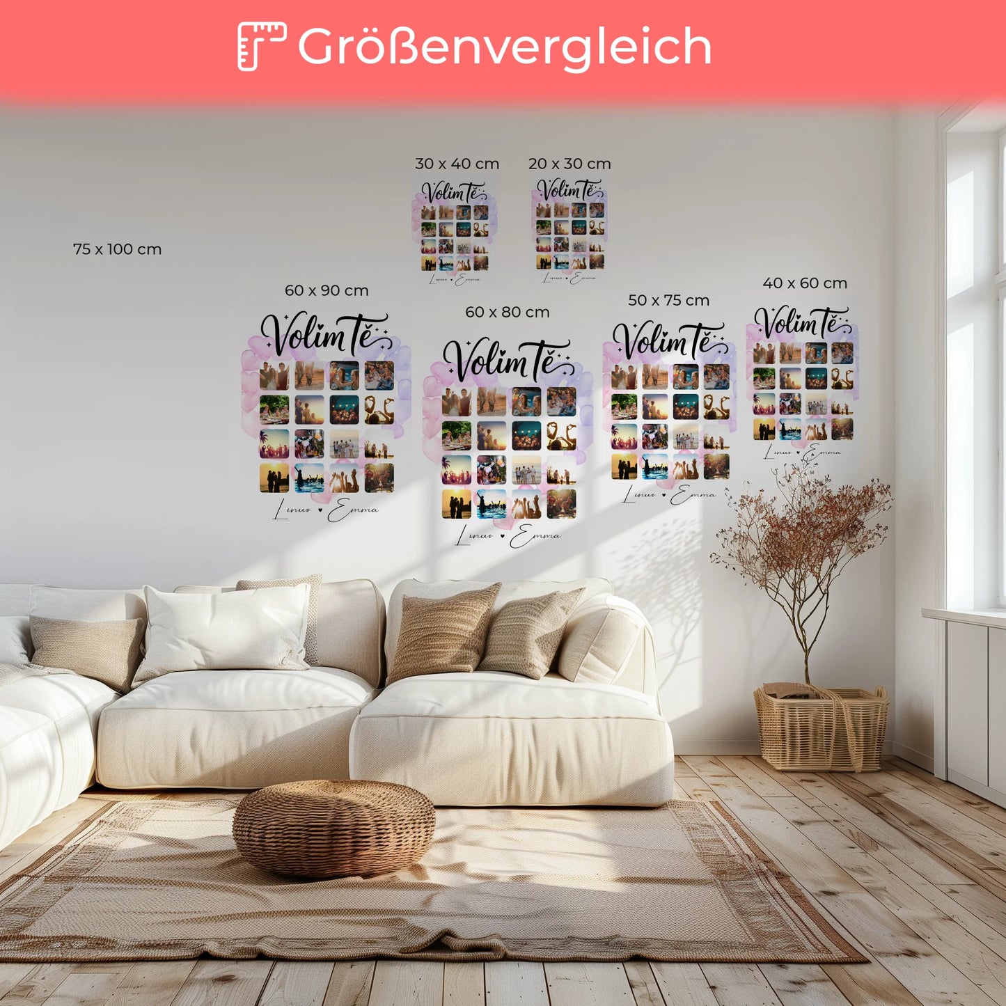 Pärchen Leinwand Für Paare 16 Fotos Volim te Liebe auf Kroatisch Geschenk 6